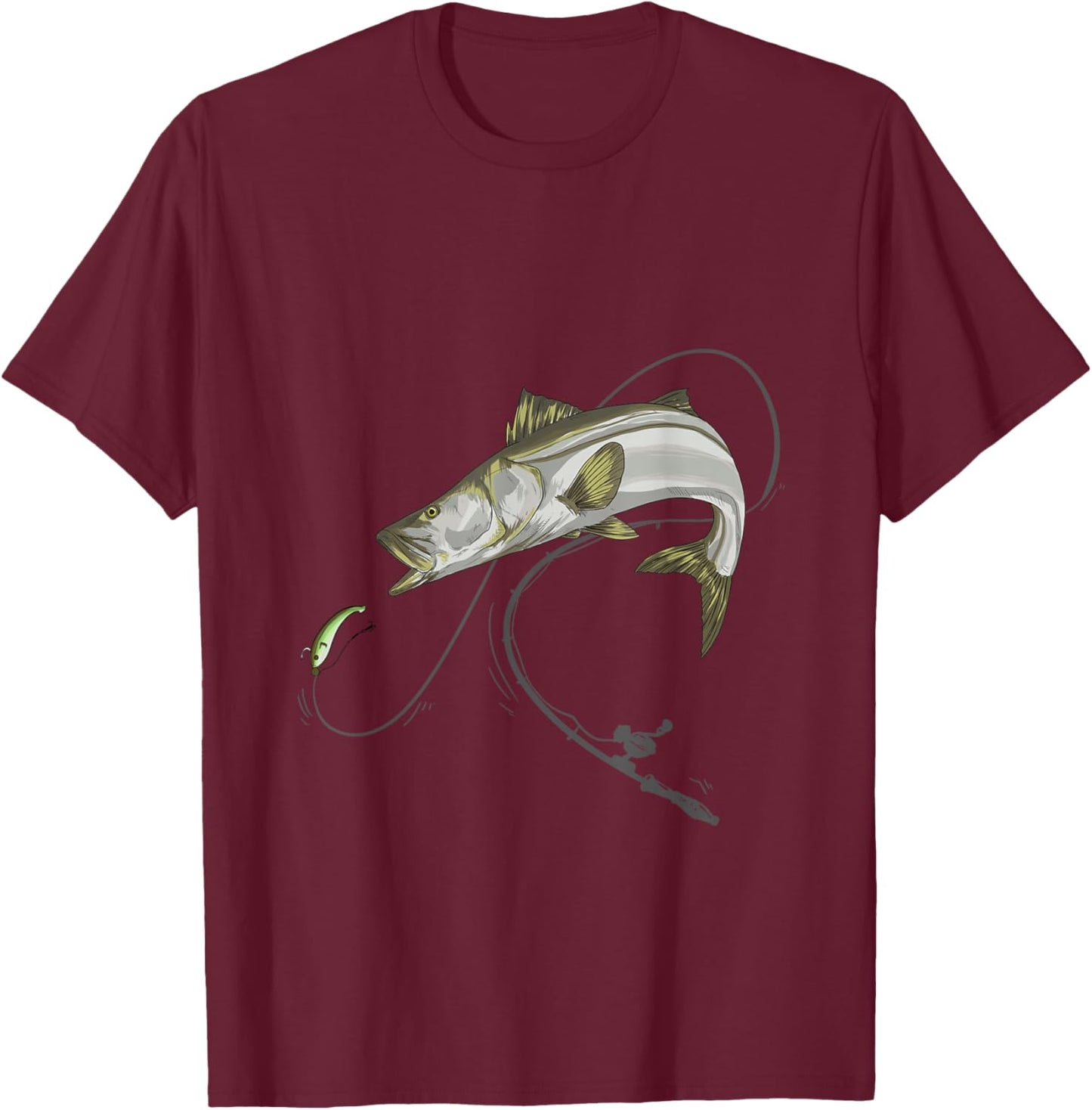 Snook fishing lure Robalo Sergeant Fish Linesider Soapfish T-Shirt - T-Shirt | Maroon