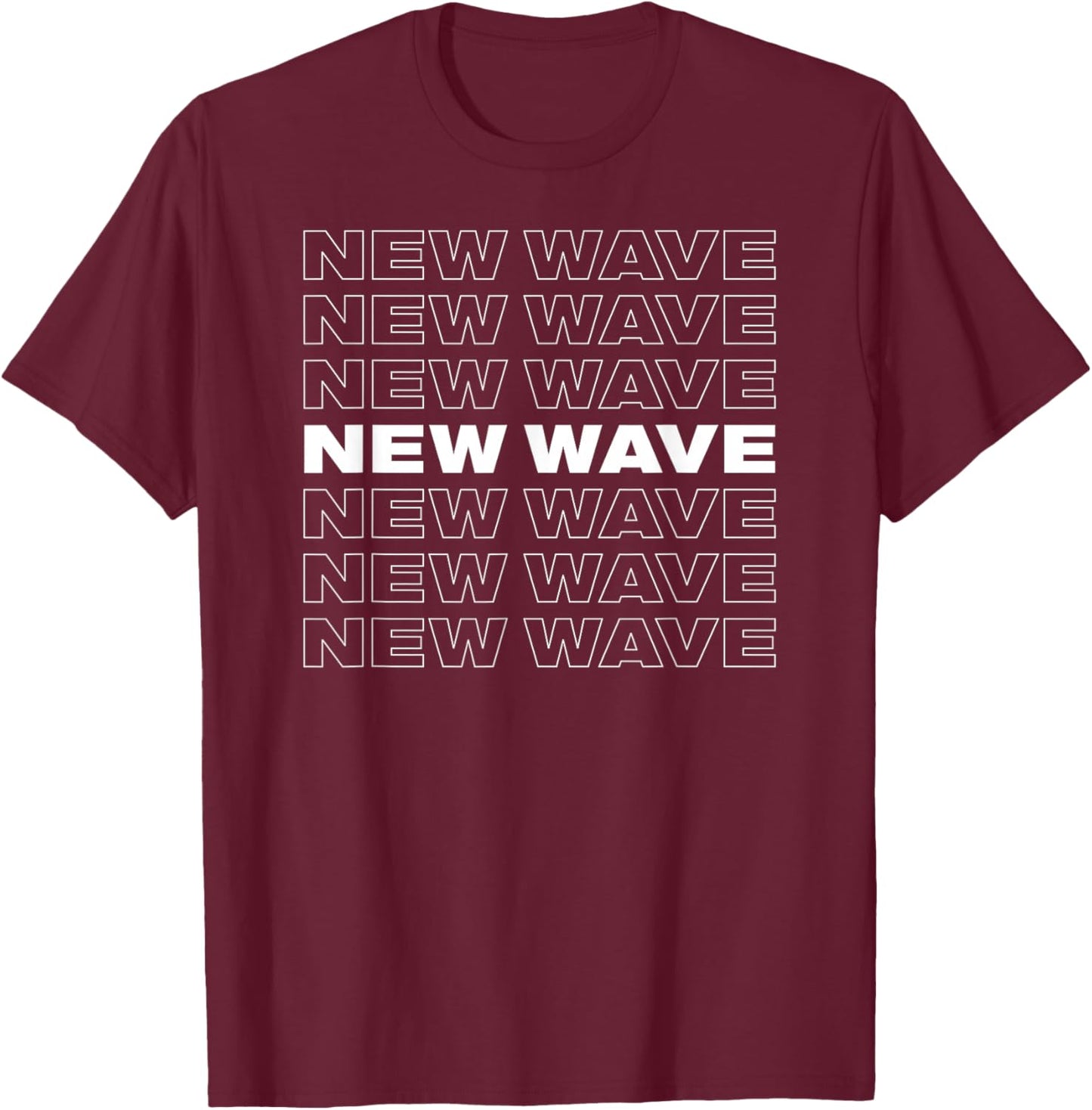 New Wave Retro Repeating Design T-Shirt - T-Shirt | Maroon