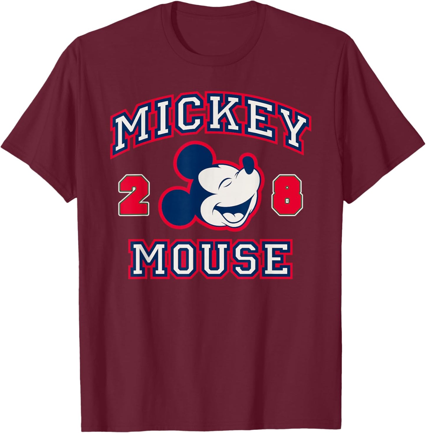 Disney Mickey and Friends Mickey Mouse Vintage Varsity T-Shirt - T-Shirt | Maroon