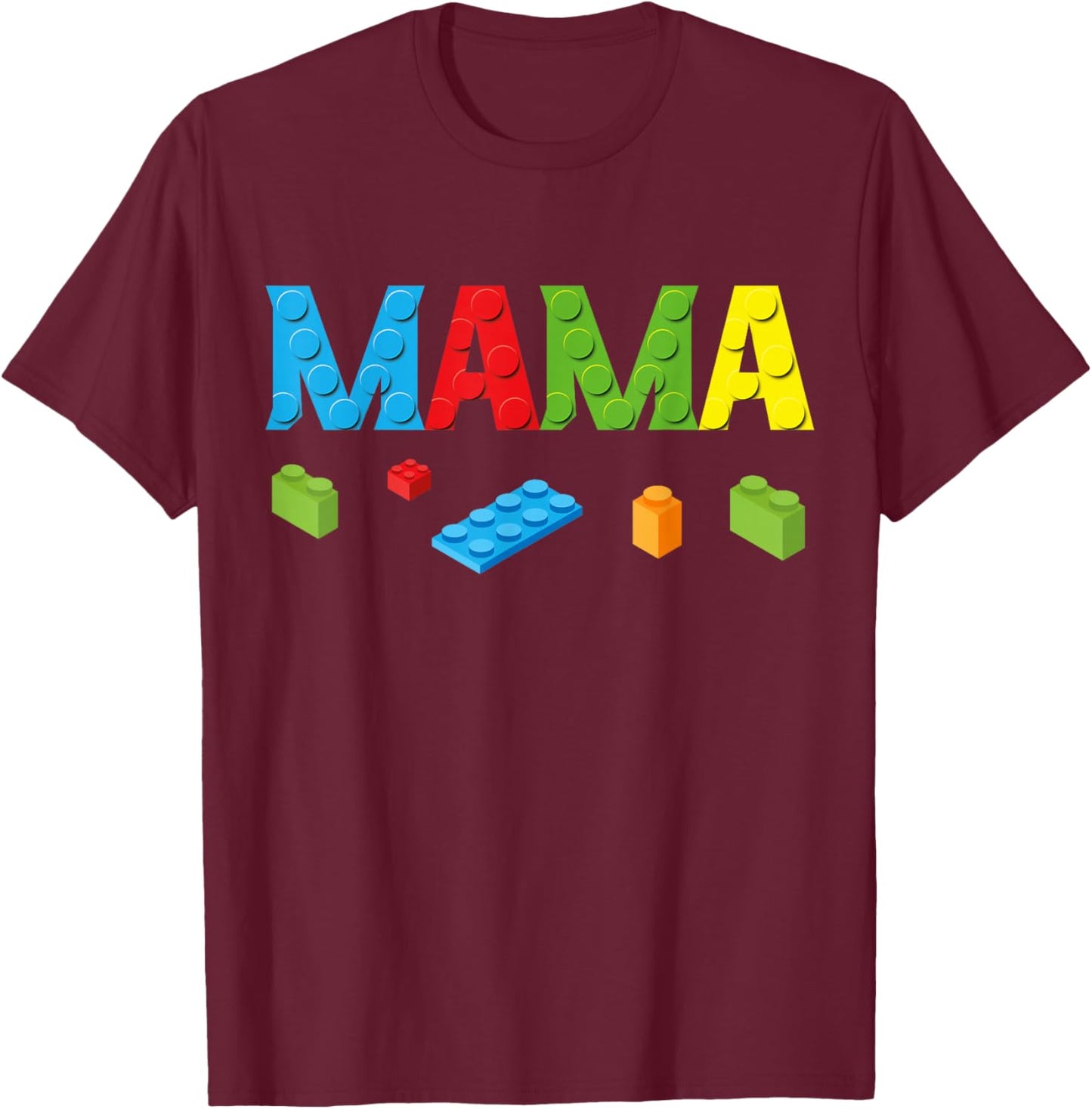Mama Master Builder Building Bricks Blocks Family Set Small T-Shirt - T-Shirt | Maroon