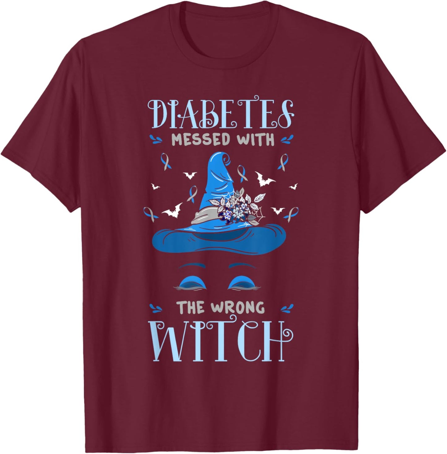 Diabetes Survivors Diabetic Patient Halloween Witch Costume Small T-Shirt - T-Shirt | Maroon