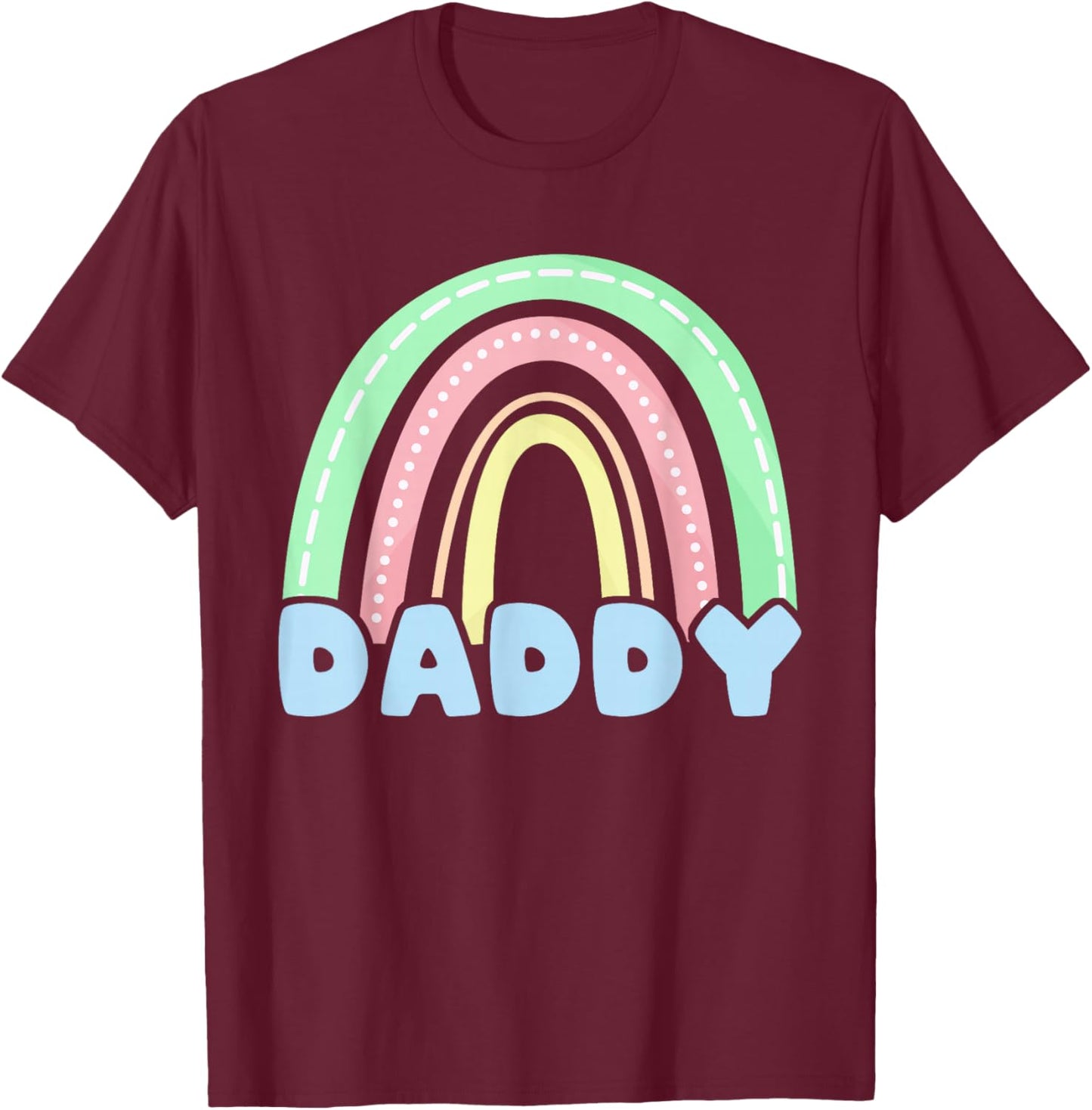 Dad Pastel Rainbow Family 1st Birthday Party T-Shirt - T-Shirt | Maroon