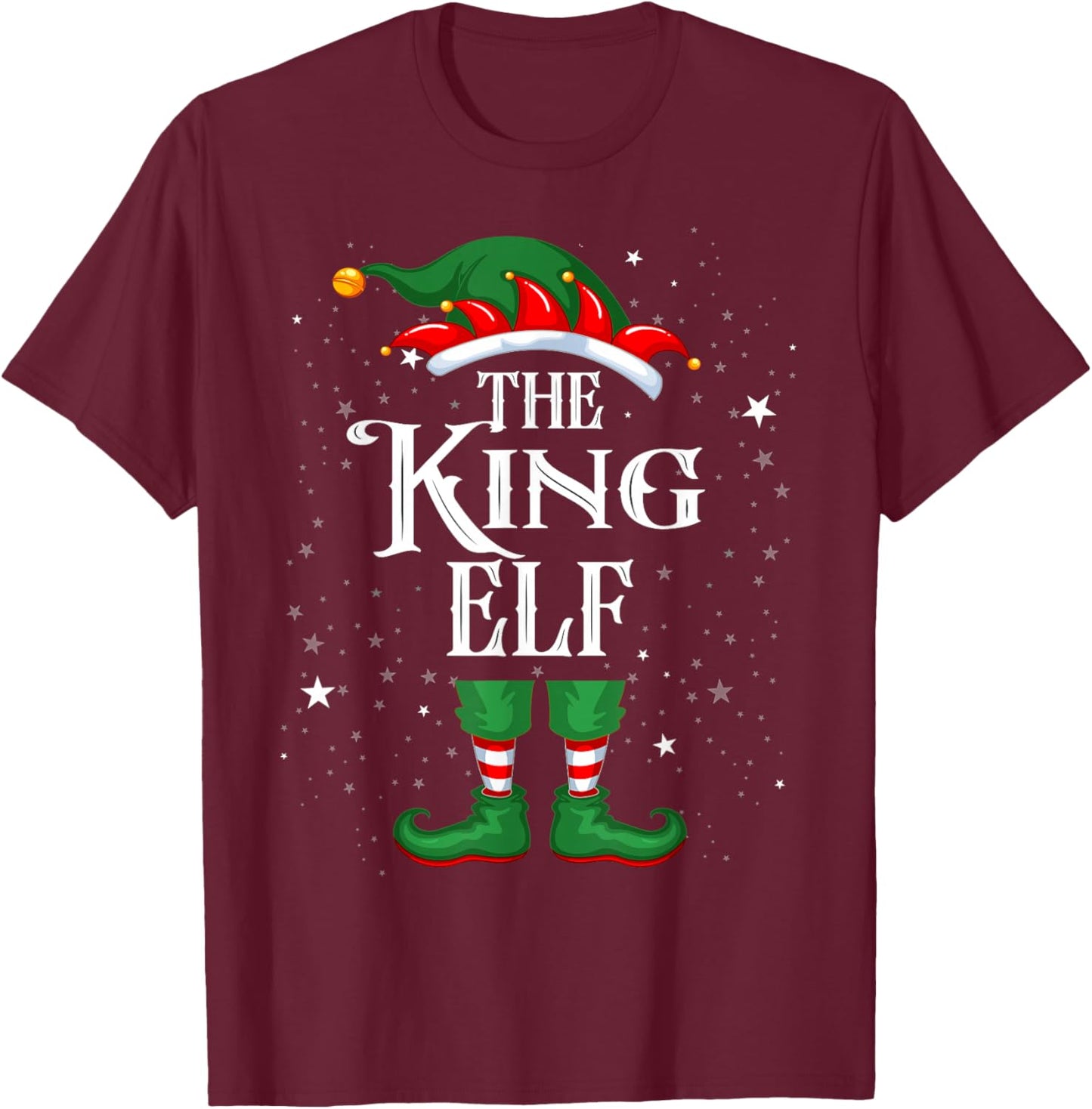 Christmas Elf Matching Family Group Funny The King Elf T-Shirt - T-Shirt | Maroon