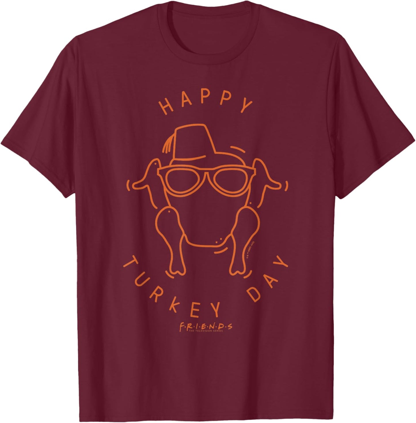Friends Thanksgiving Happy Turkey Day Icon T-Shirt - T-Shirt | Maroon