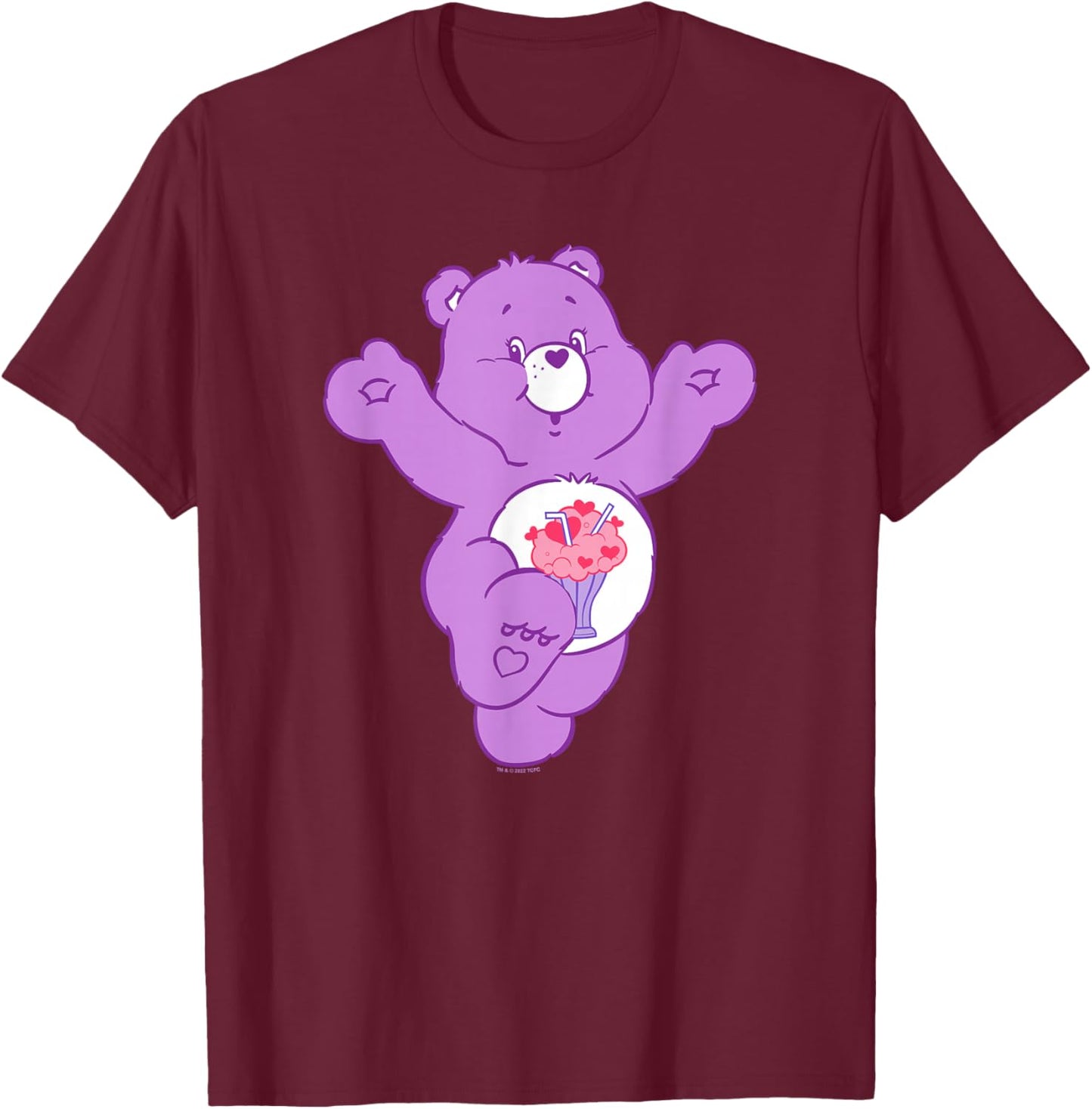 Care Bears Share Bear Milkshake Belly Badge Portrait T-Shirt - T-Shirt | Maroon