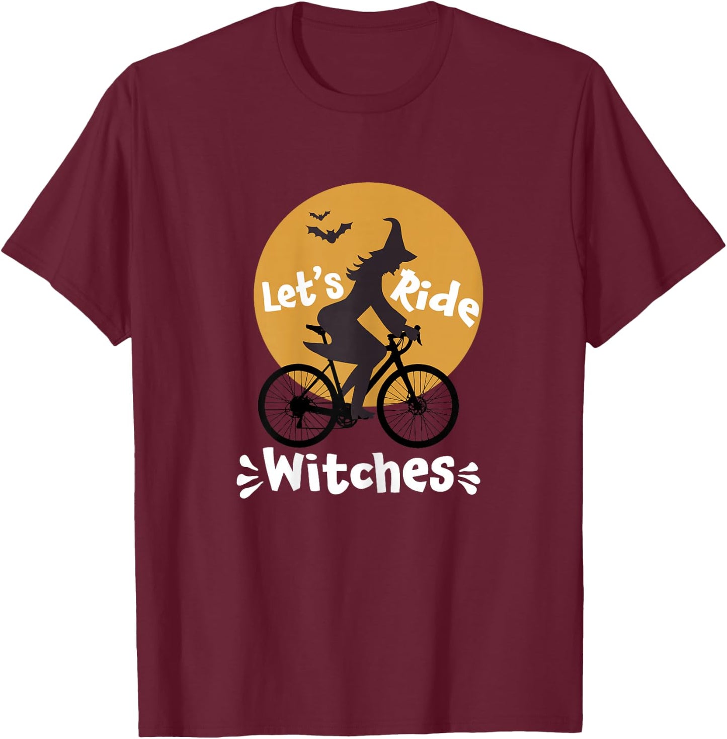 Let's Ride Witches - GRAVEL BIKE Ladies rides Moon Halloween T-Shirt - T-Shirt | Maroon