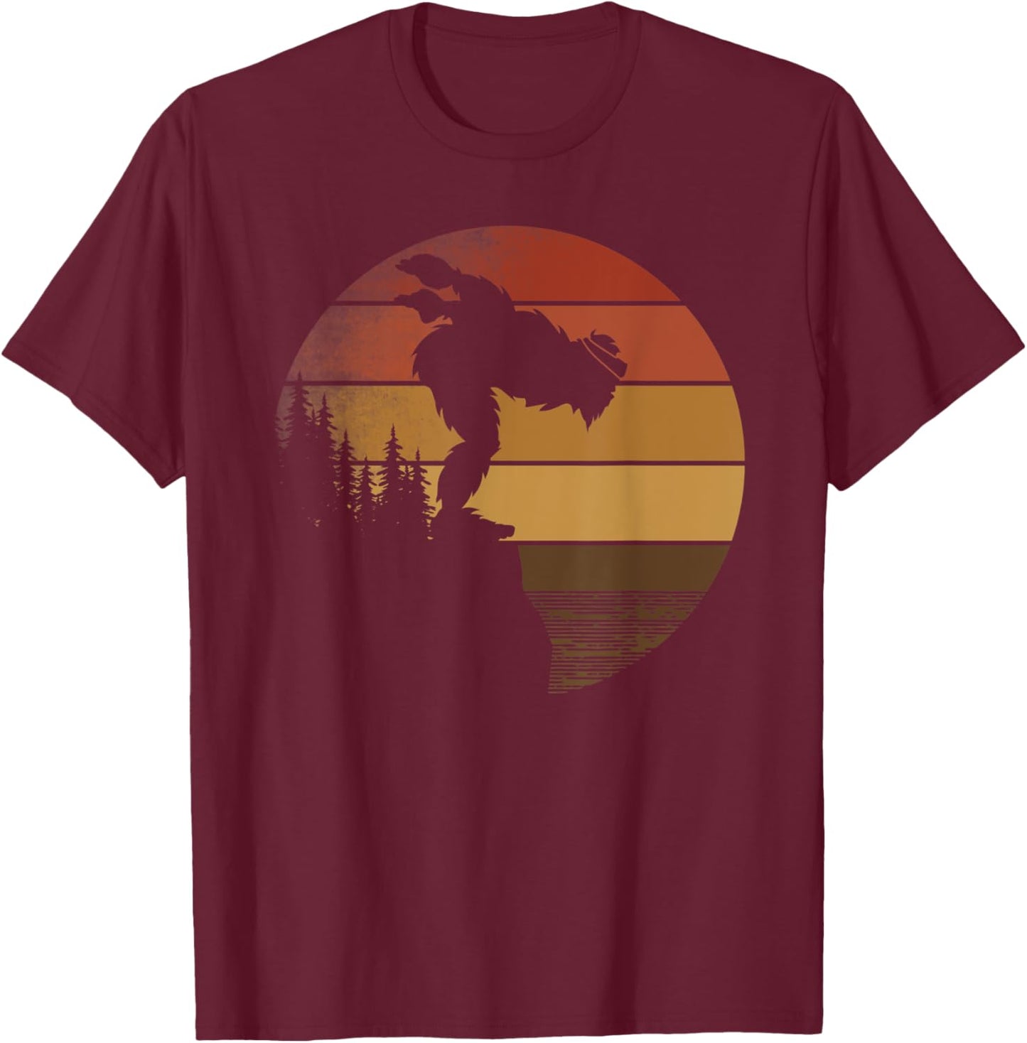 Retro Bigfoot Swim For Sasquatch Swimmer Coach Team Swimming T-Shirt - T-Shirt | Maroon