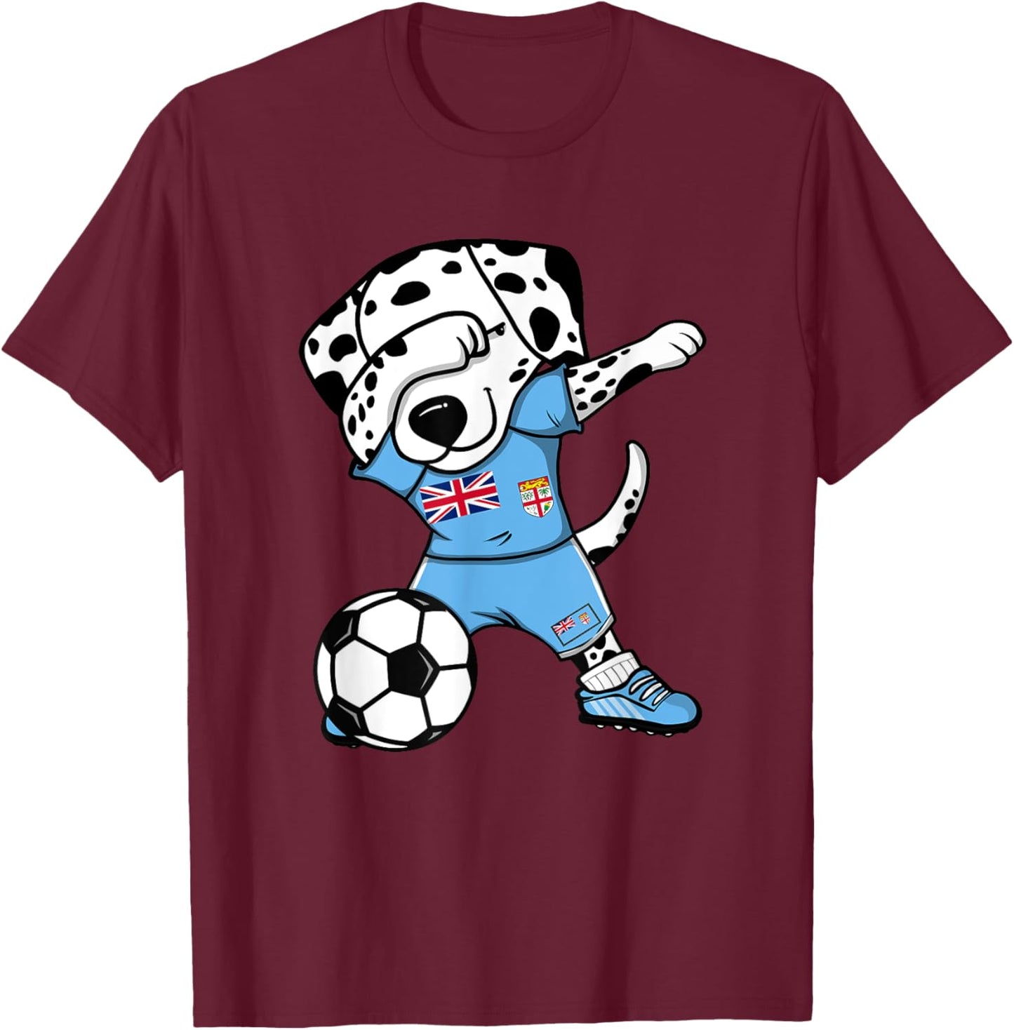 Dabbing Dalmatian Fiji Soccer Fans Jersey Fijian Football T-Shirt - T-Shirt | Maroon