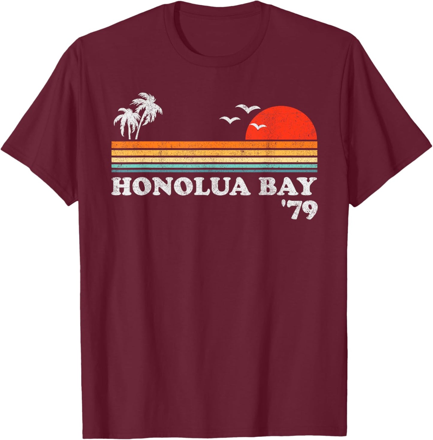 Vintage Honolua Bay Maui Hawaii Beach Retro Sunset Surf 70's Women Girls Kids T-Shirt - T-Shirt | Maroon