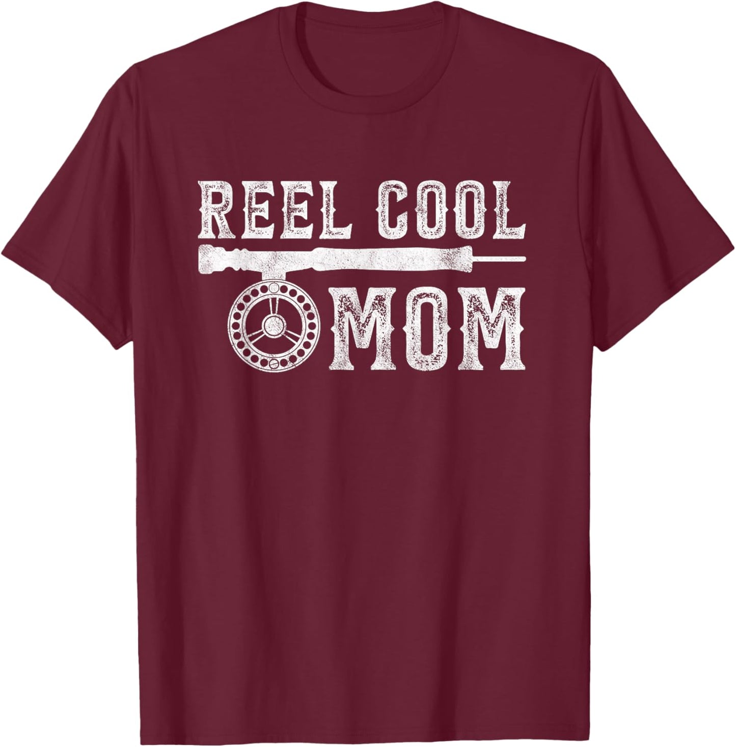 Reel Cool Fly Fishing Mom - Funny Mother Fisherman Joke T-Shirt - T-Shirt | Maroon