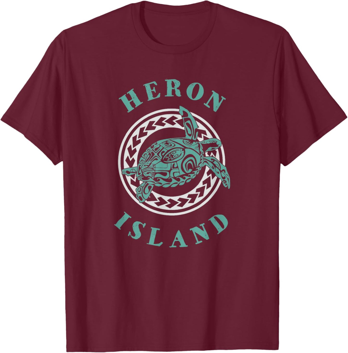 Heron Island Australia Tribal Tattoo Sea Turtle T-Shirt - T-Shirt | Maroon