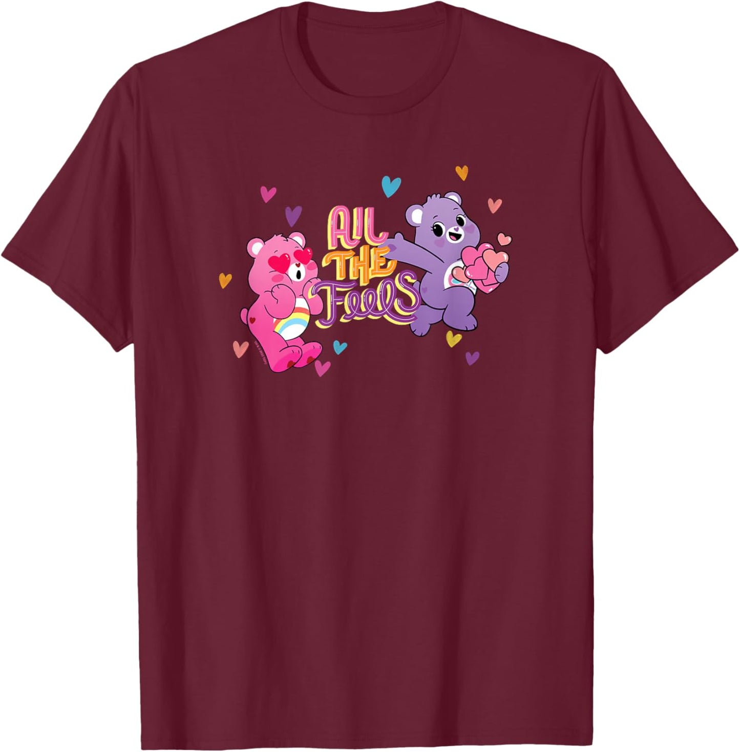 Care Bears Valentine's Day Cheer & Share Bear All The Feels T-Shirt - T-Shirt | Maroon