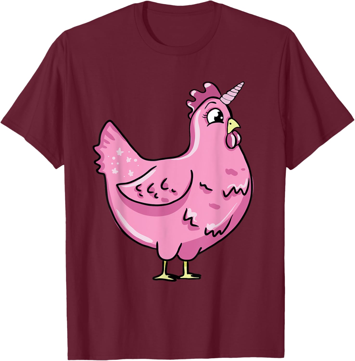 Funny Chicken Unicorn Illustration Farmer Poultry Love T-Shirt - T-Shirt | Maroon