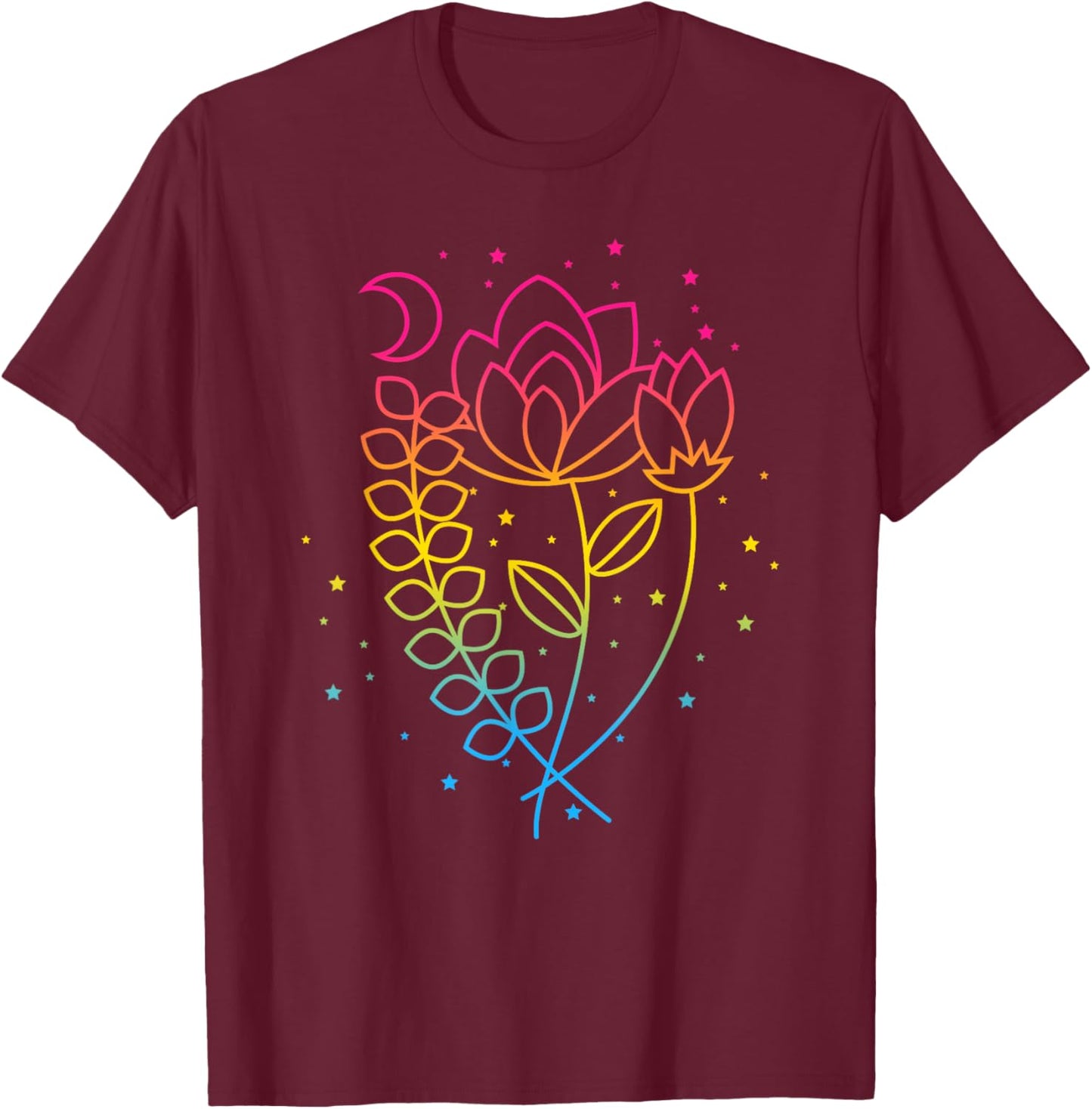 Pansexual Floral Pan Pride Flag Colors Subtle Boho Lotus T-Shirt - T-Shirt | Maroon