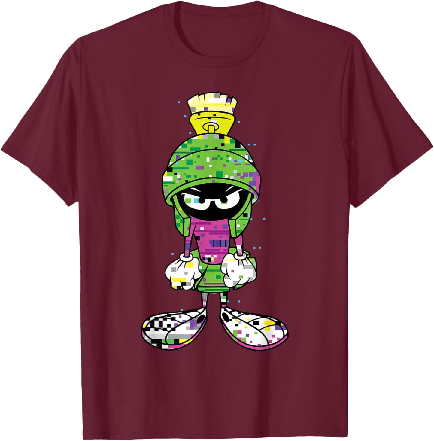 Marvin The Martian Glitch T-Shirt - T-Shirt | Maroon
