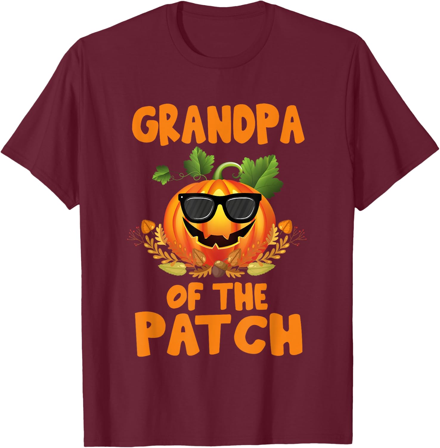 Pumpkin Grandpa of the Patch Family Halloween Costume T-Shirt - T-Shirt | Maroon