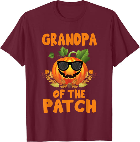 Pumpkin Grandpa of the Patch Family Halloween Costume T-Shirt - T-Shirt | Maroon