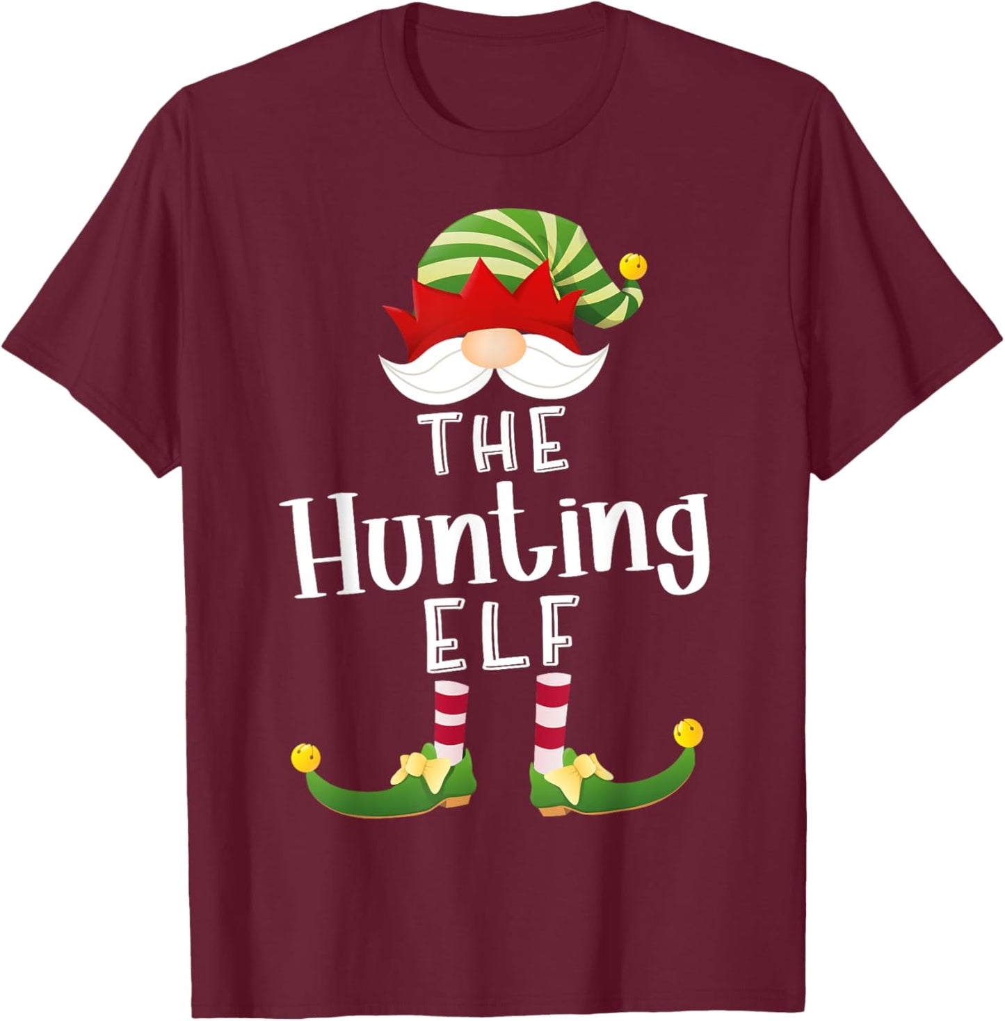Hunting Elf Group Christmas Funny Pajama Party T-Shirt - T-Shirt | Maroon