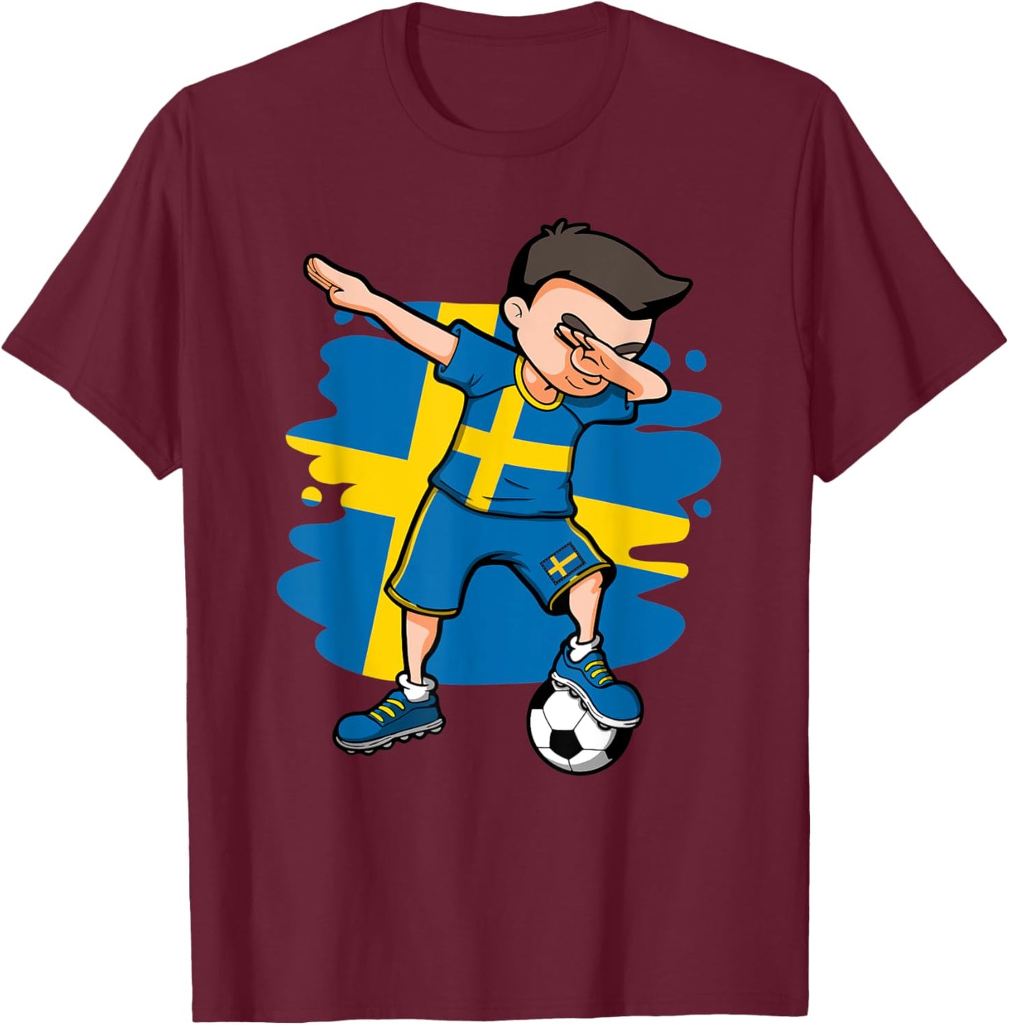 Dabbing Soccer Boy - Sweden Jersey Swedish Football Fans T-Shirt - T-Shirt | Maroon