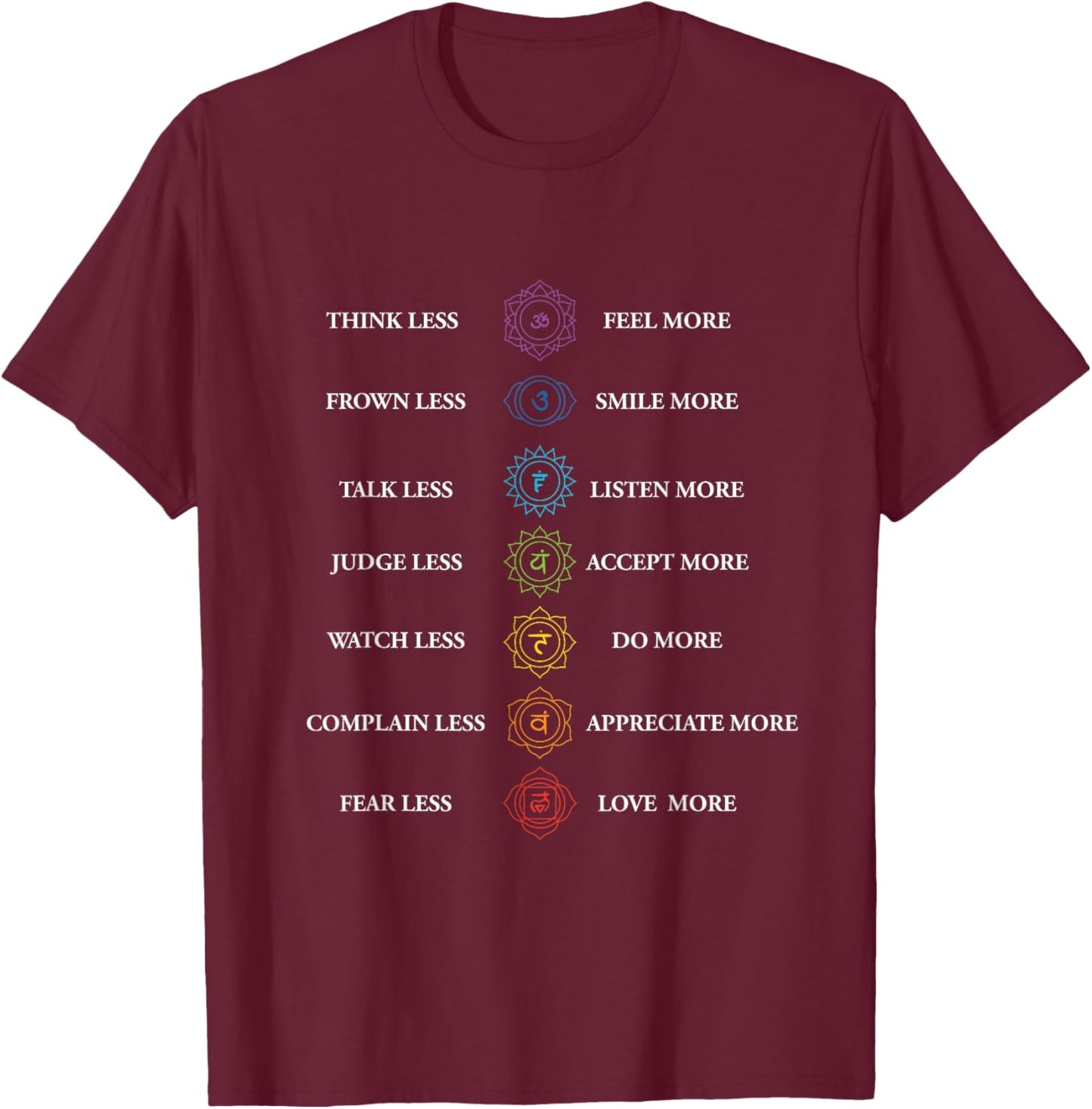 Chakra Yoga Meditation Spiritual Thinking Feel Love Zen T-Shirt - T-Shirt | Maroon