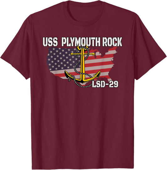 USS Plymouth Rock LSD-29 Dock Landing Ship Veterans Father T-Shirt - T-Shirt | Maroon