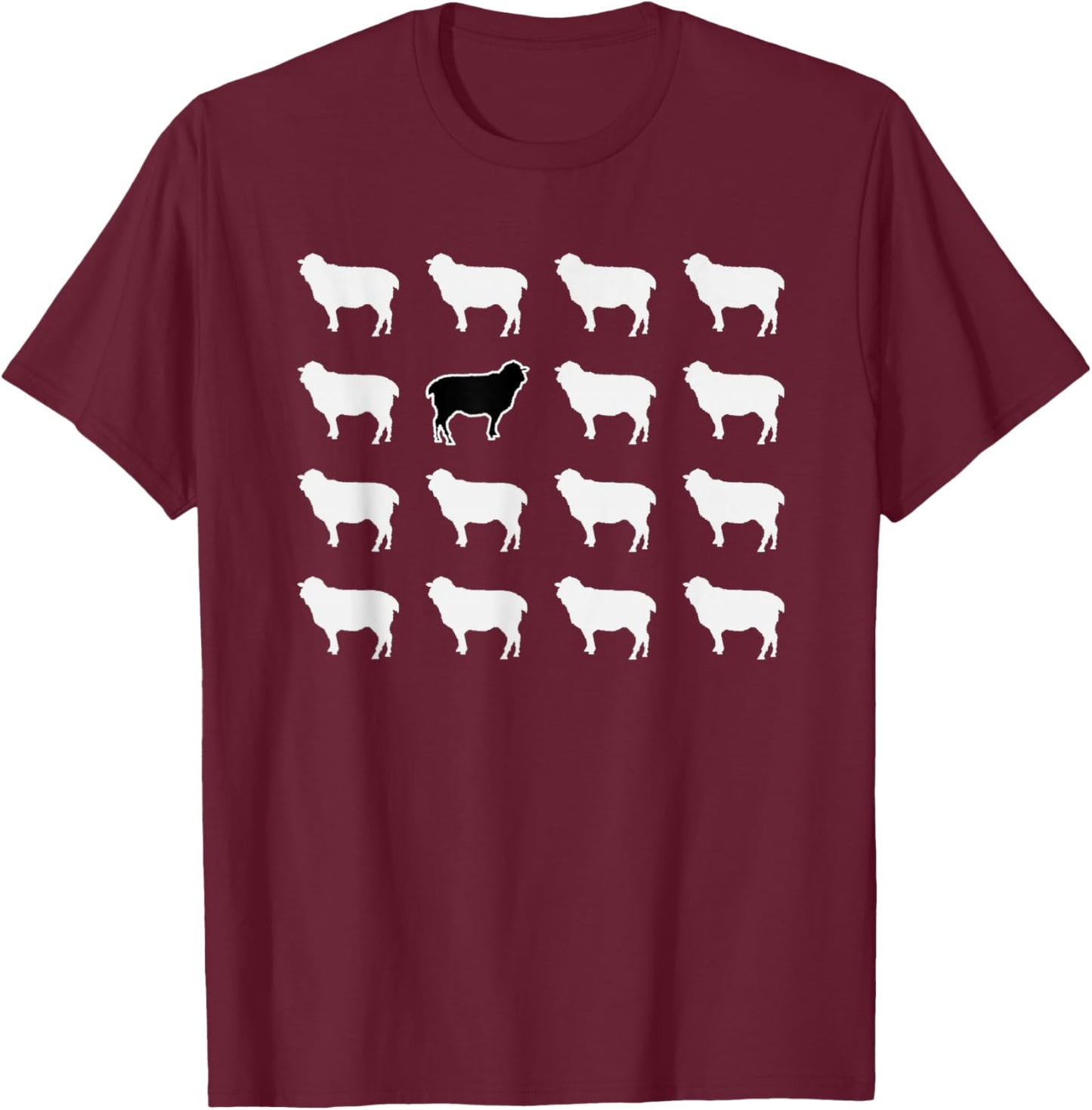 White and 1 Black Sheep, Funny, Jokes, Sarcastic Sayings T-Shirt - T-Shirt | Maroon