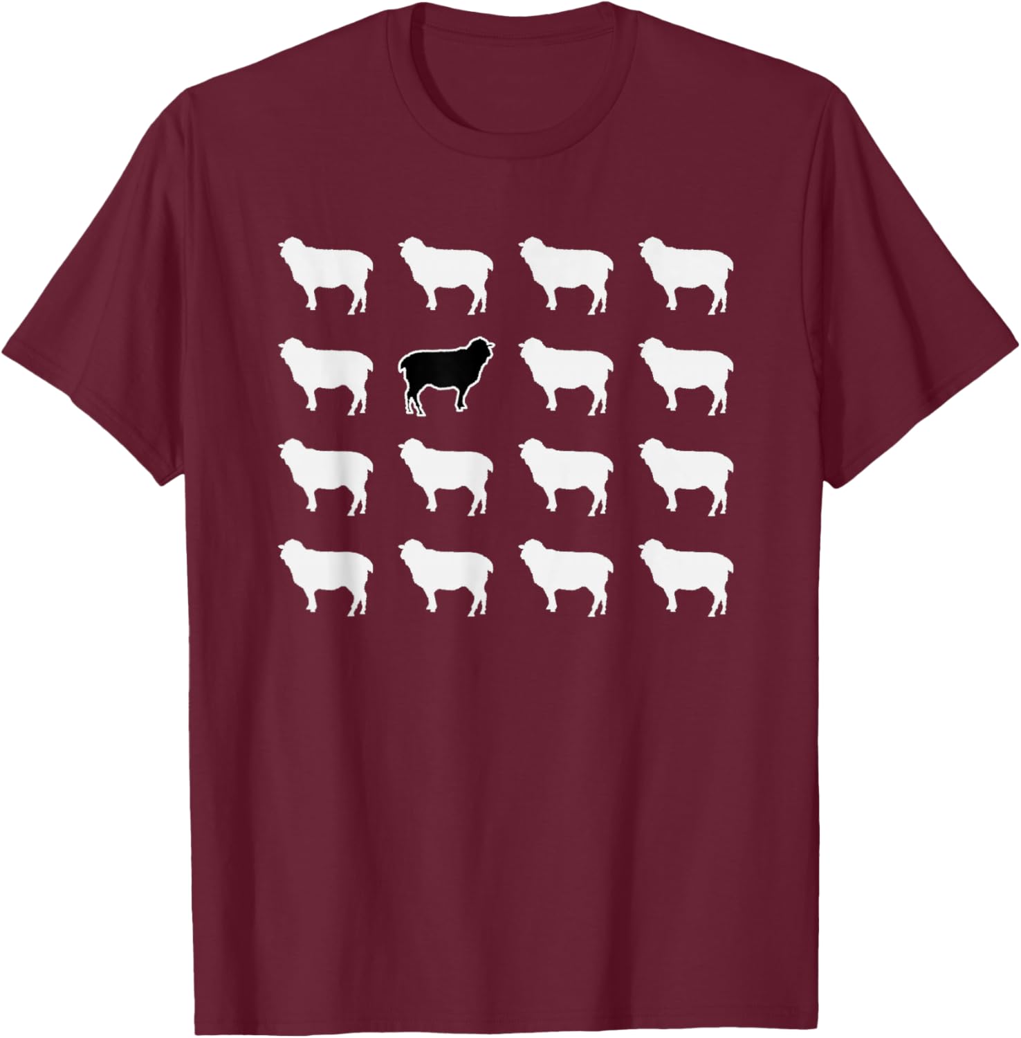 White and 1 Black Sheep, Funny, Jokes, Sarcastic Sayings T-Shirt - T-Shirt | Maroon