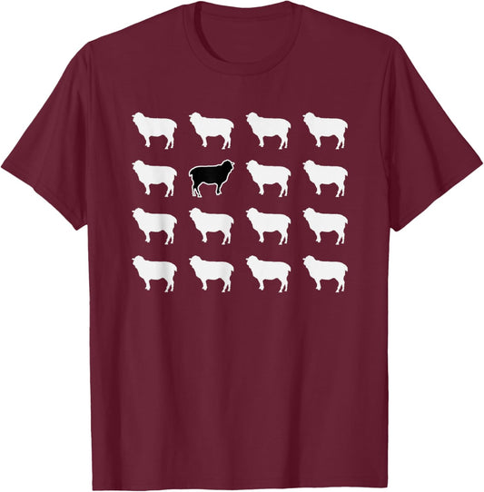 White and 1 Black Sheep, Funny, Jokes, Sarcastic Sayings T-Shirt - T-Shirt | Maroon