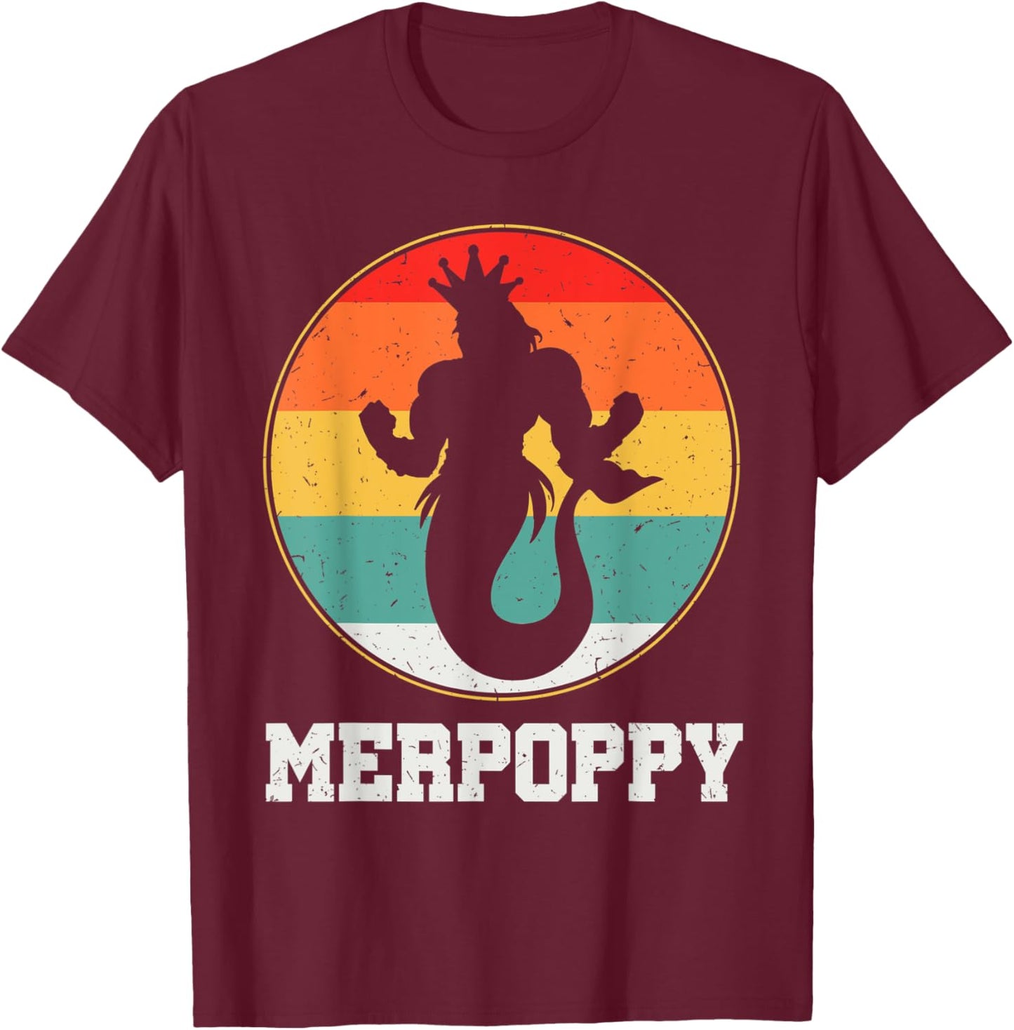 Merpoppy Security Merman Mermaid Grandpa Fish Grandfather T-Shirt - T-Shirt | Maroon