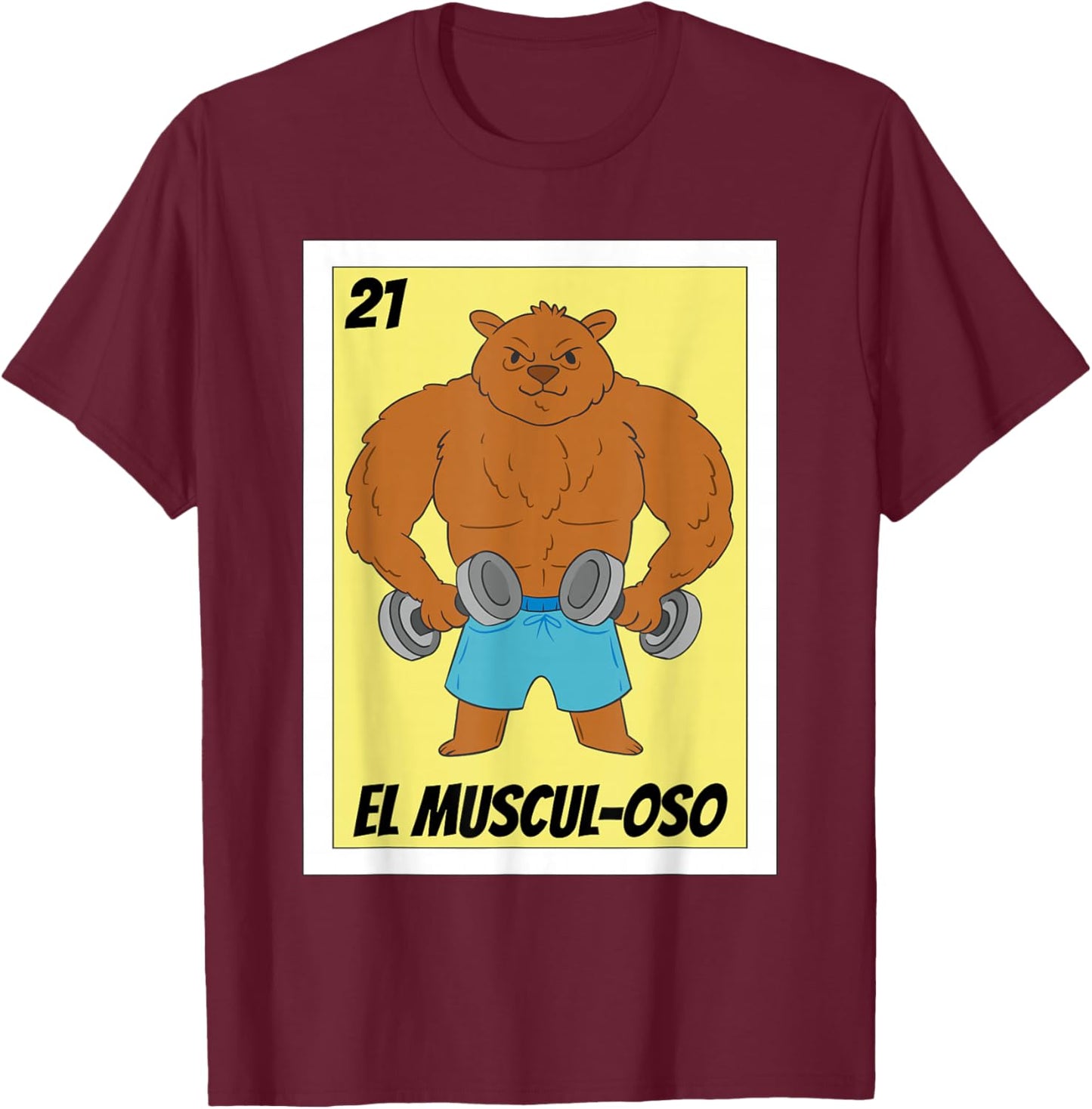 Funny Fitness Mexican Design - El Musculoso T-Shirt - T-Shirt | Maroon