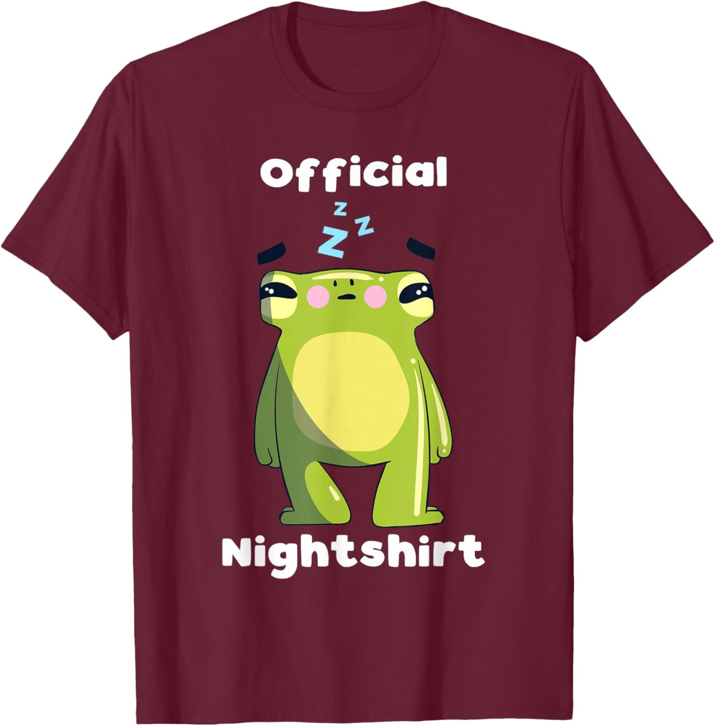 Cute Frog Sleepshirt Nightwear Nightshirt Sleep Pajama T-Shirt - T-Shirt | Maroon