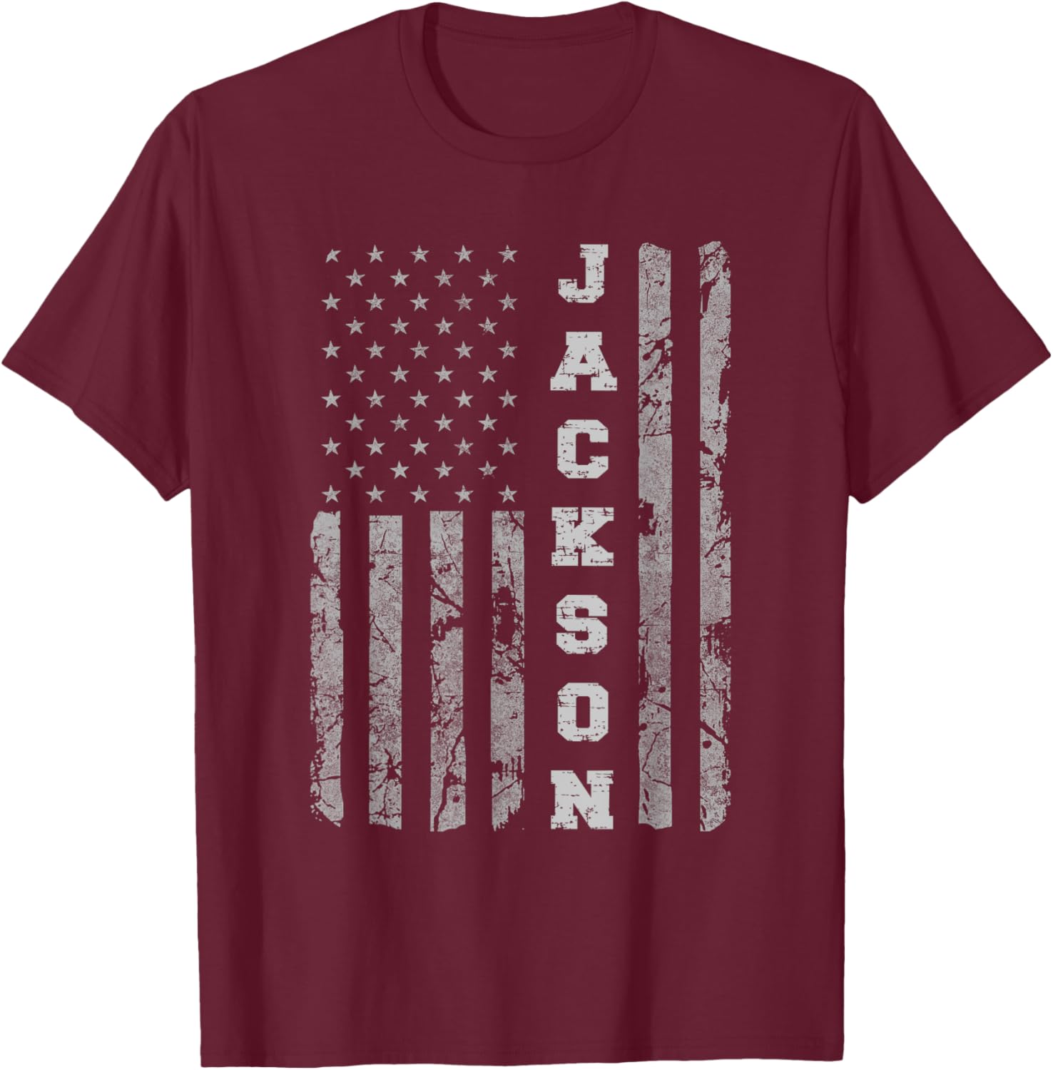 Jackson, New Jersey, American flag T-Shirt - T-Shirt | Maroon