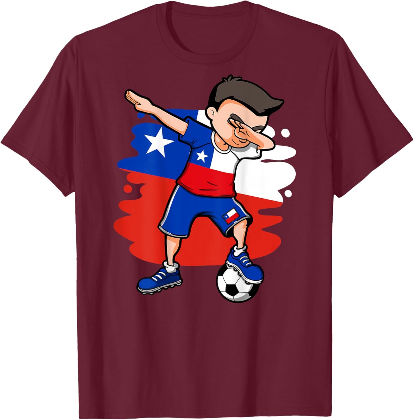 Dabbing Soccer Boy - Chile Jersey Chilean Football Lovers T-Shirt - T-Shirt | Maroon