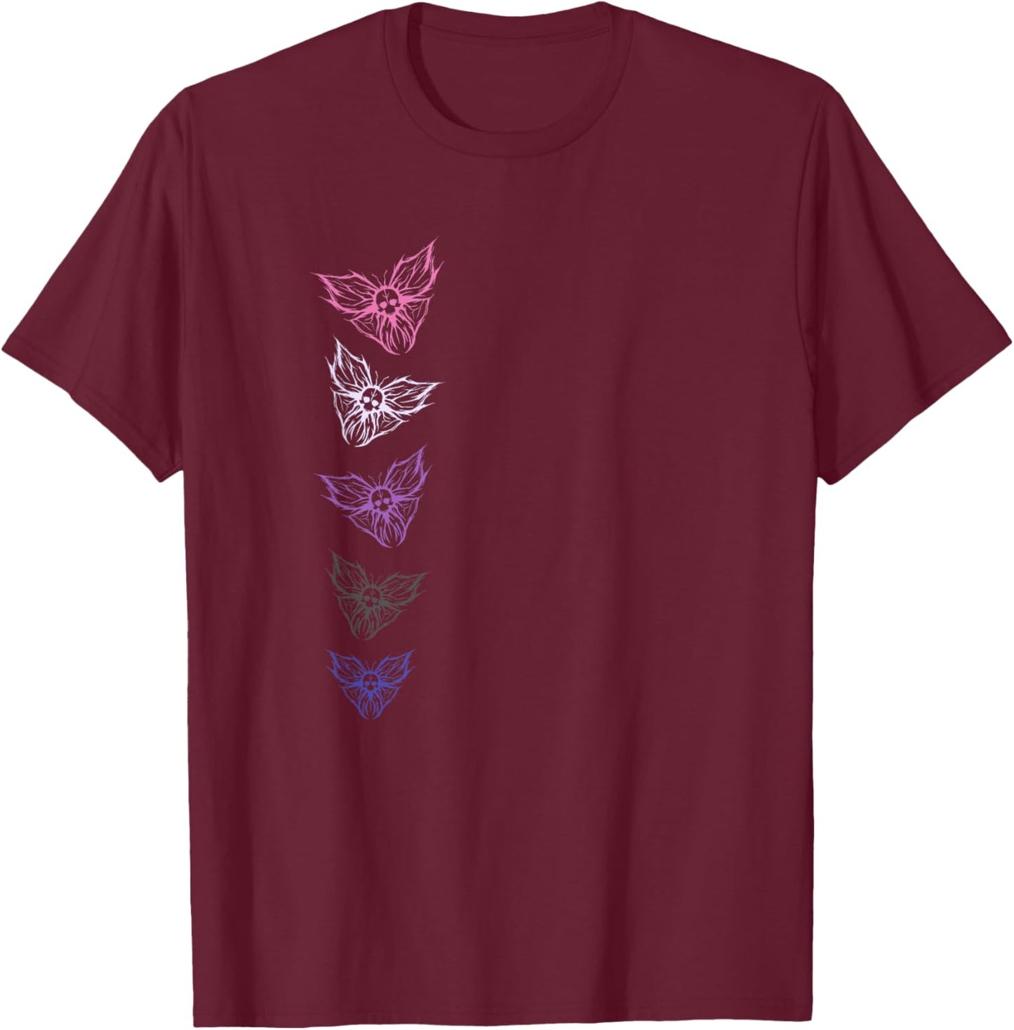 Subtle Genderfluid Pride Goth Butterfly, Non Binary Flag T-Shirt - T-Shirt | Maroon