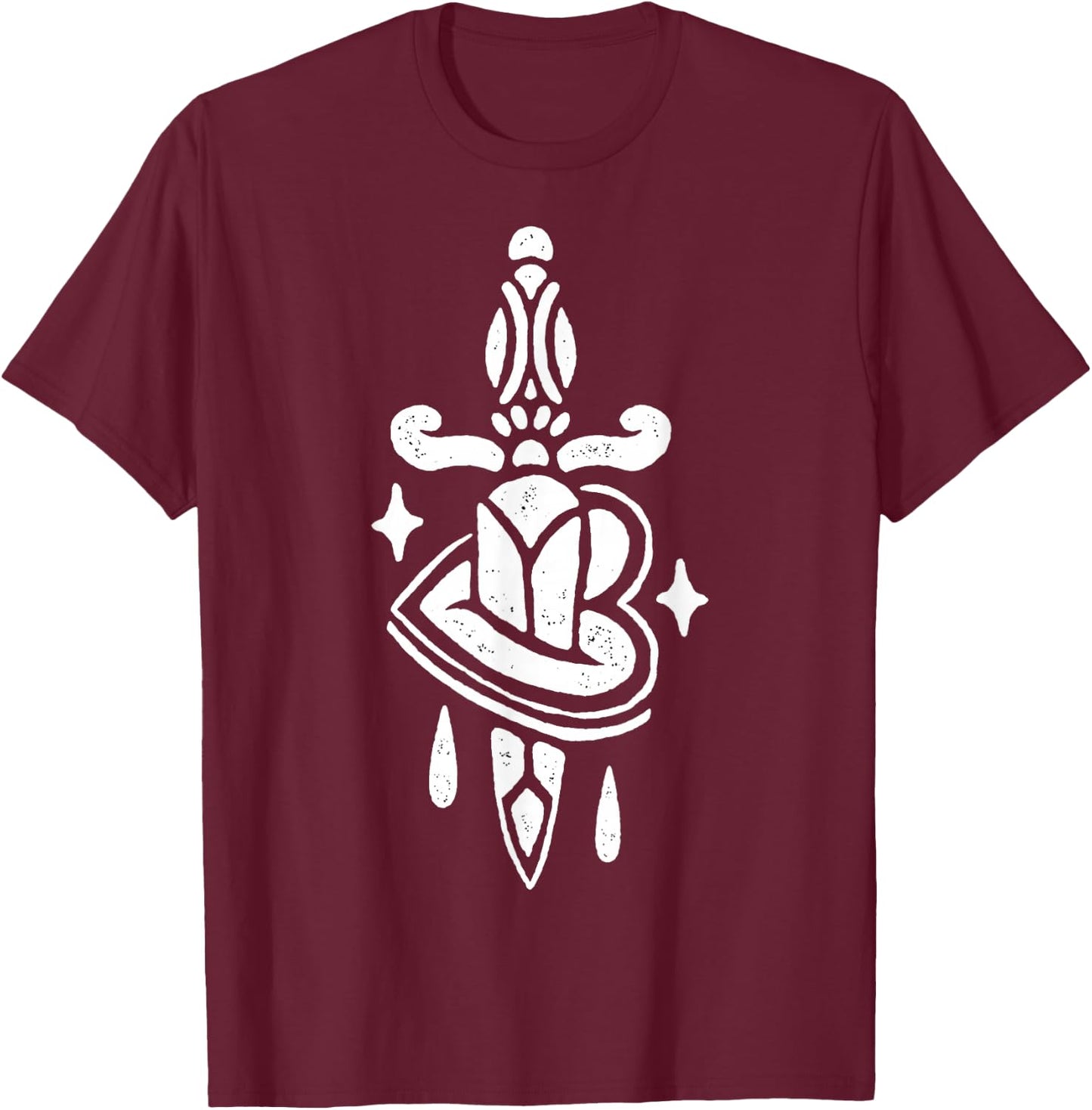 Dagger through Heart T-Shirt - T-Shirt | Maroon