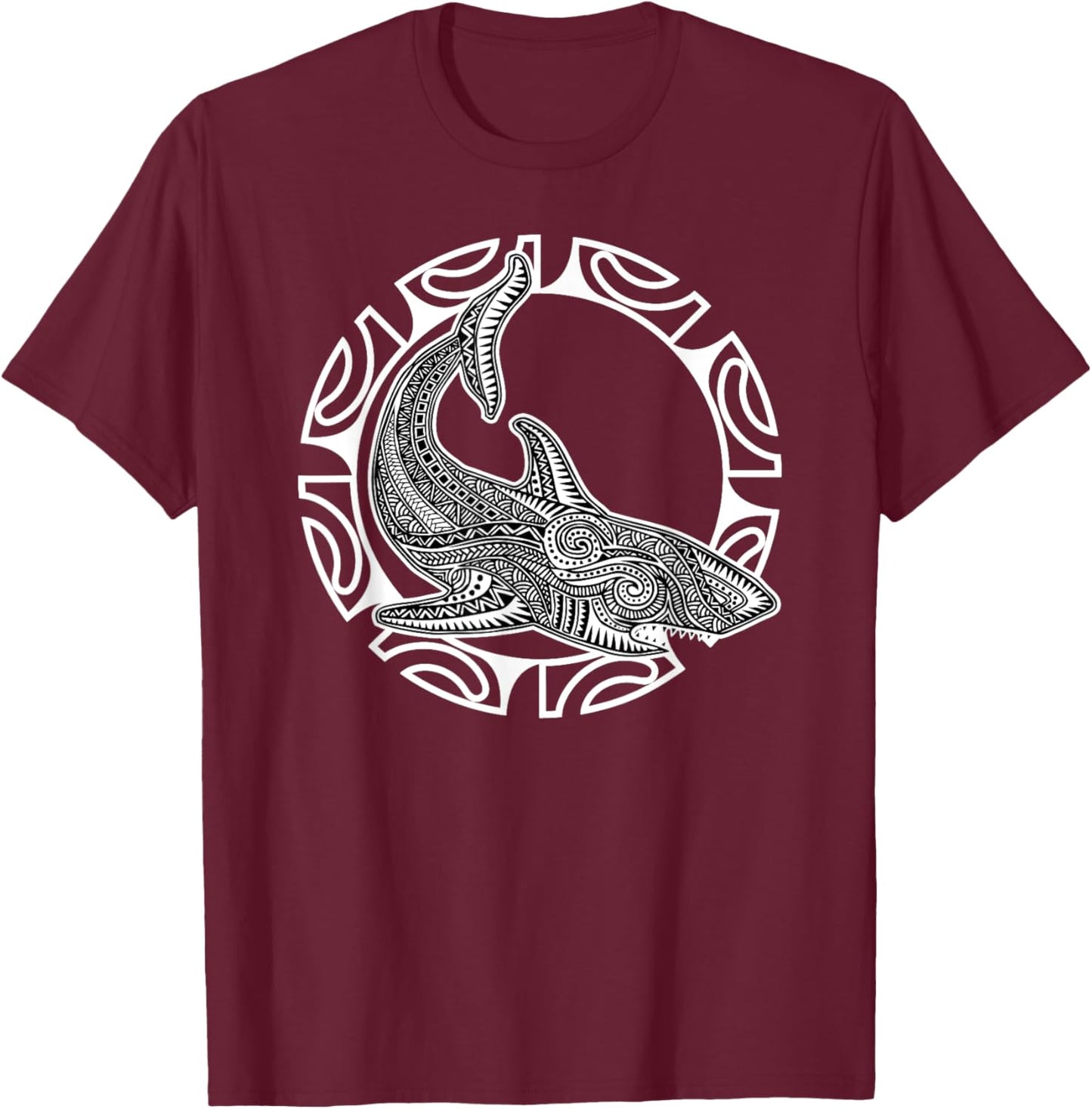 Shark Culture Symbol Haka Maori Dance New Zealand T-Shirt - T-Shirt | Maroon