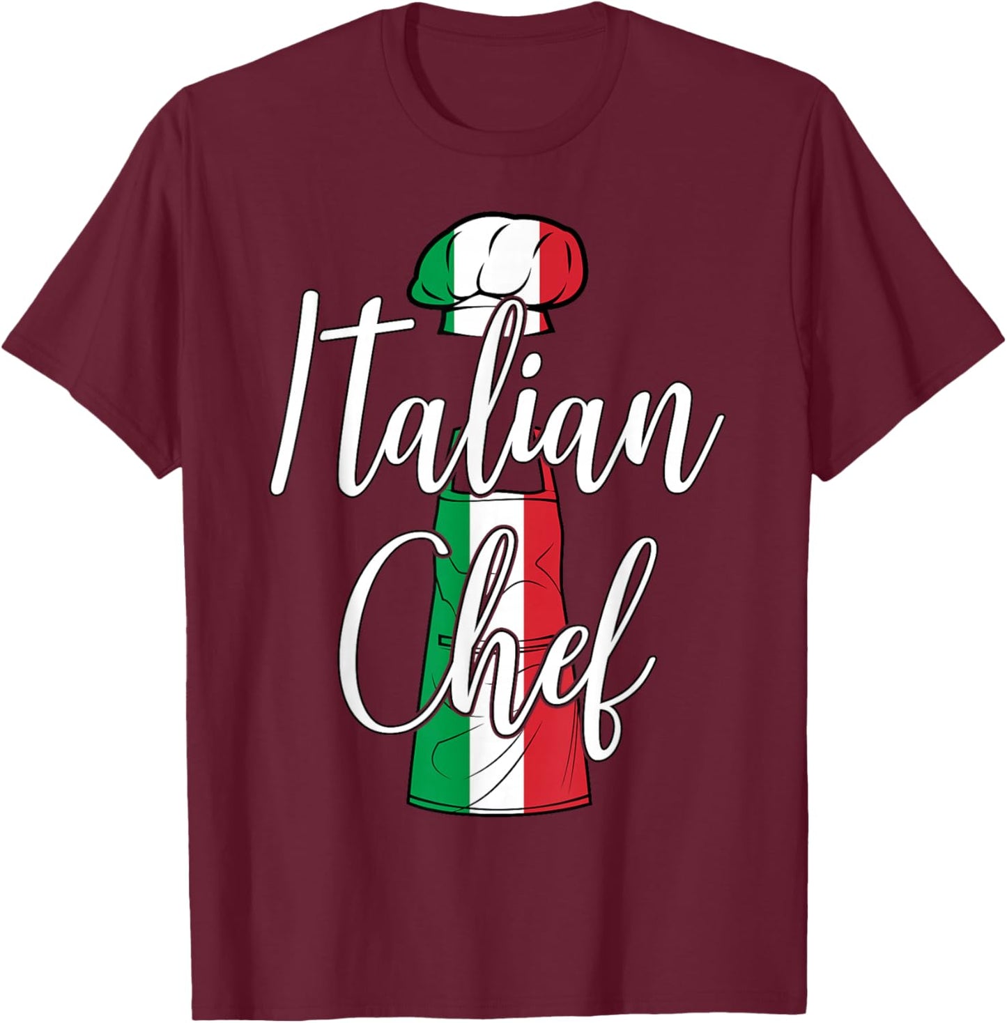 Italian Chef Cooking Funny Food Cook National Pride Flag Fun T-Shirt - T-Shirt | Maroon
