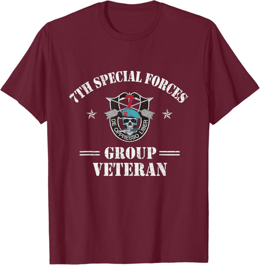 7th Special Forces Group Veteran 7th SFG Memorial 4th July T-Shirt - T-Shirt | Maroon
