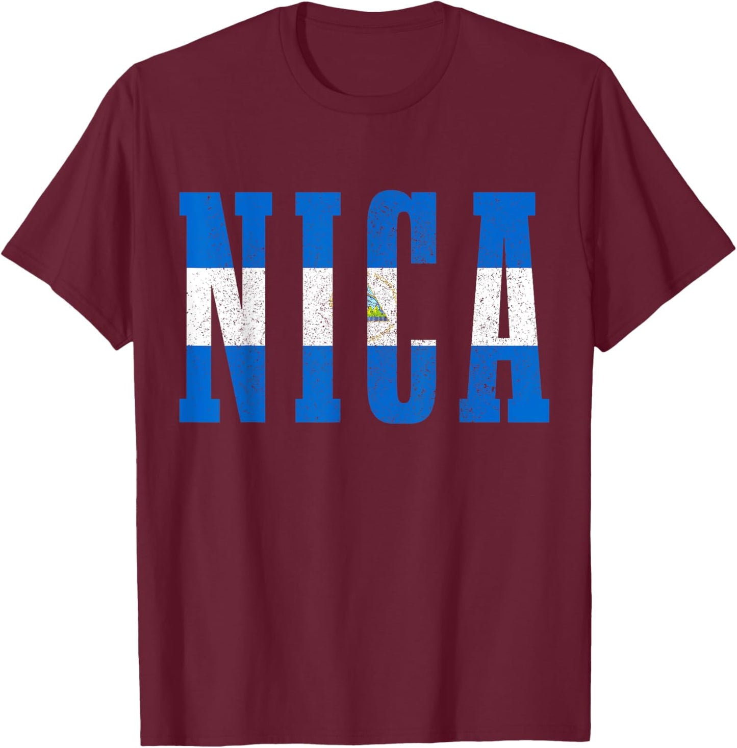 Nicaragua Flag Vintage Souvenir T-Shirt - T-Shirt | Maroon