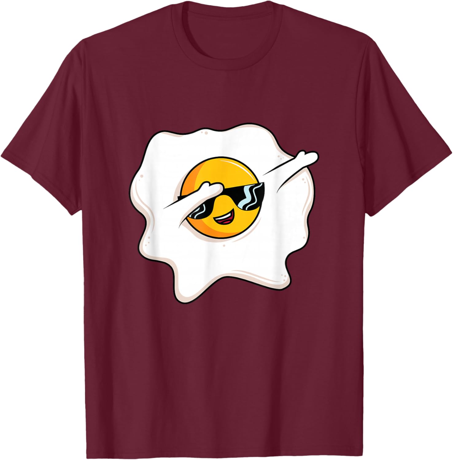 Funny Breakfast Lunch Fried Egg & Women Dab Dabbing Egg T-Shirt - T-Shirt | Maroon