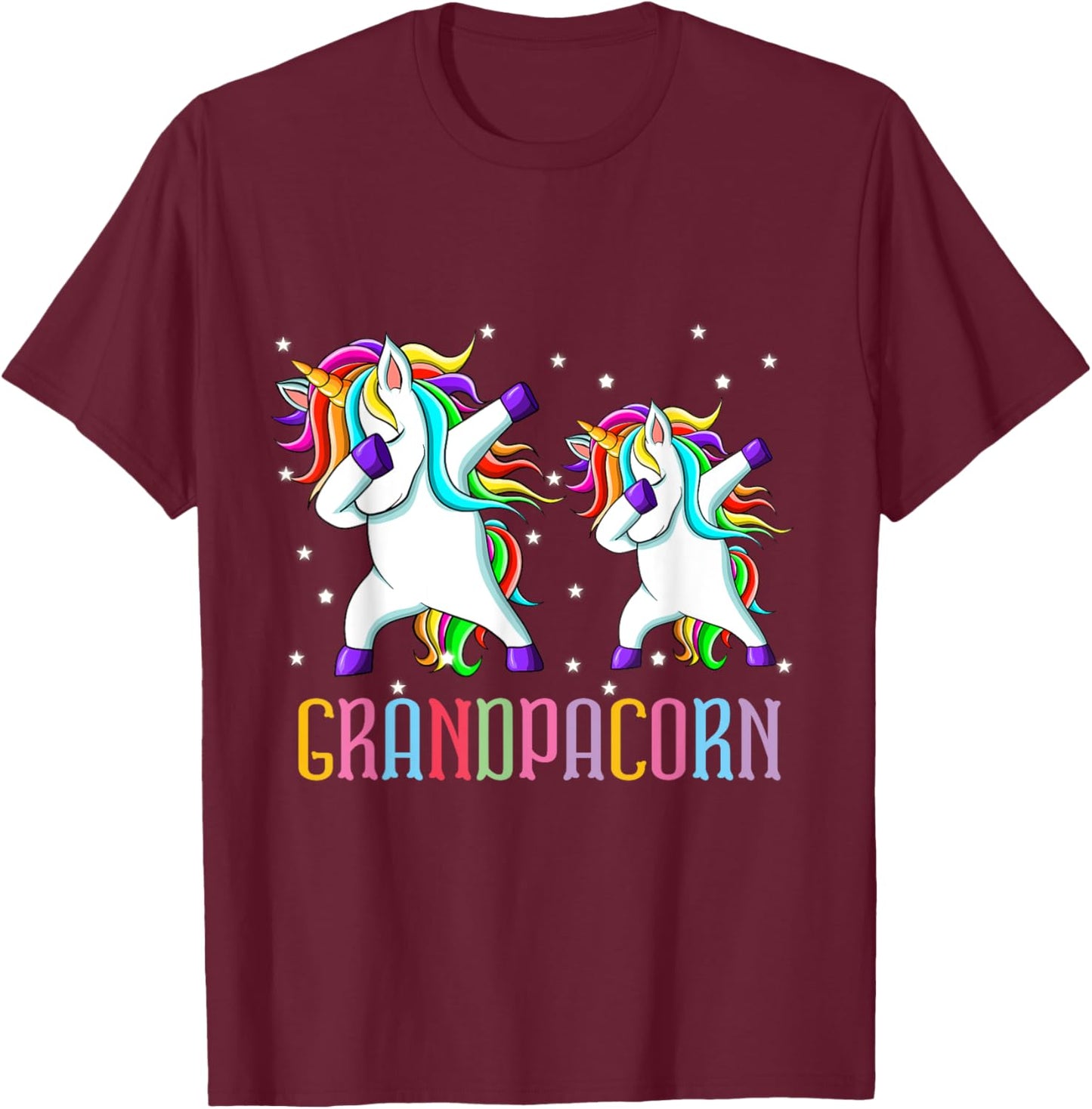 Funny Unicorn Grandpa Fathers Day 2022 Grandpacorn T-Shirt - T-Shirt | Maroon