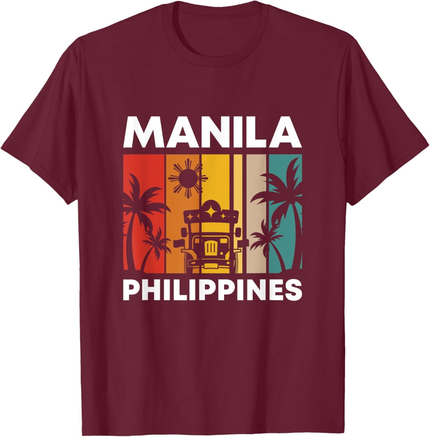 70s Retro Vintage Manila Philippines Filipino Filipina Pinoy T-Shirt - T-Shirt | Maroon