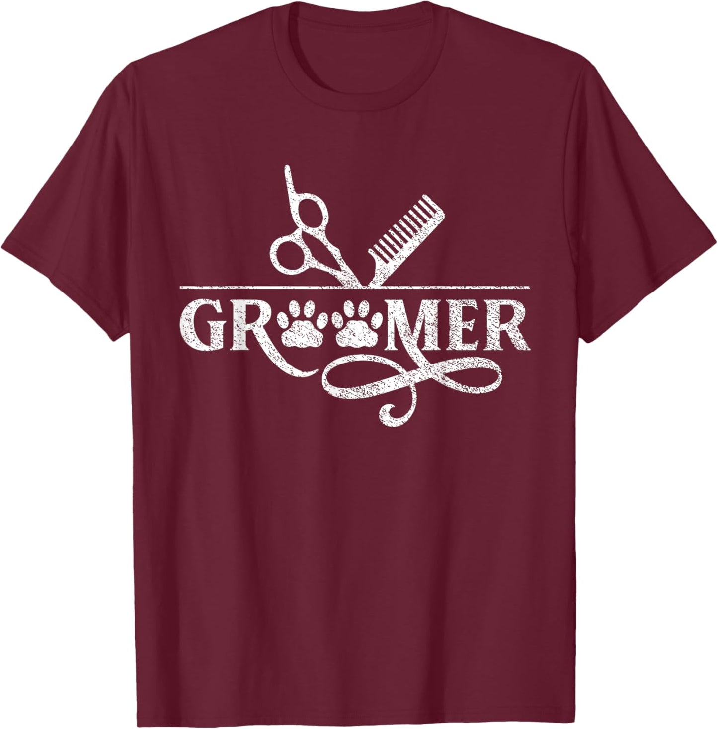 Groomer Salon Grooming Dog Animal T-Shirt - T-Shirt | Maroon