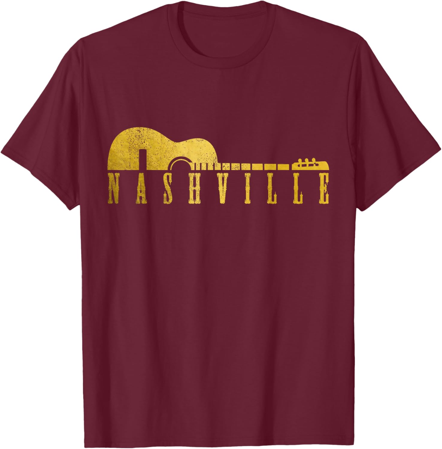 Nashville Tennessee Country Music City Guitar Vintage Nash T-Shirt - T-Shirt | Maroon