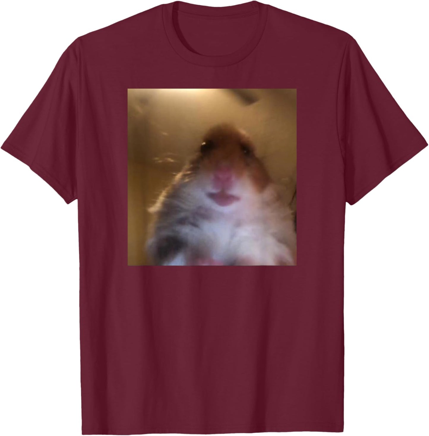 Hamster stares into the front camera I Internet Hamster Meme T-Shirt - T-Shirt | Maroon