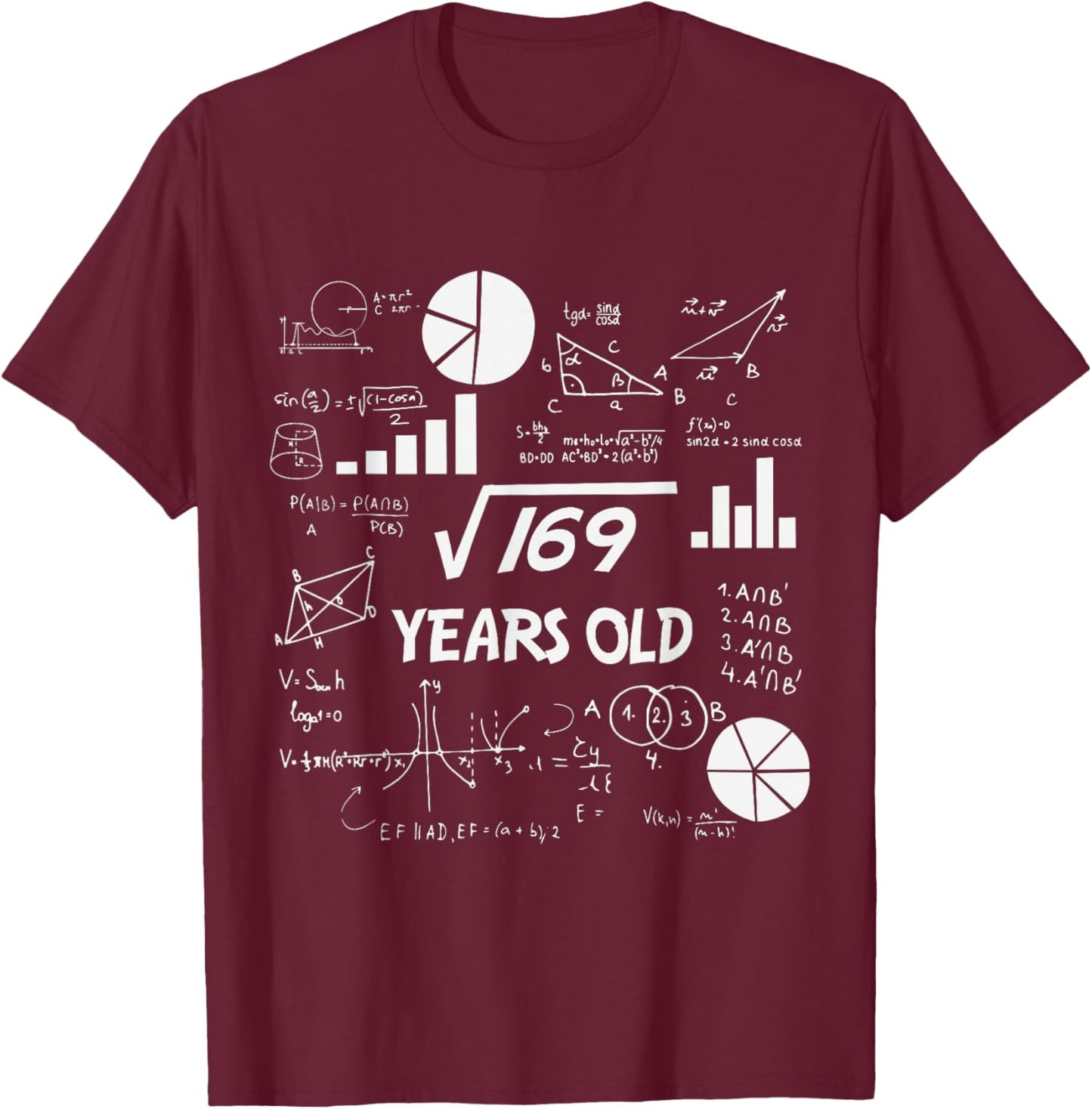 13 Years Old Math Nerd - Funny Math Equation 13th Birthday T-Shirt - T-Shirt | Maroon