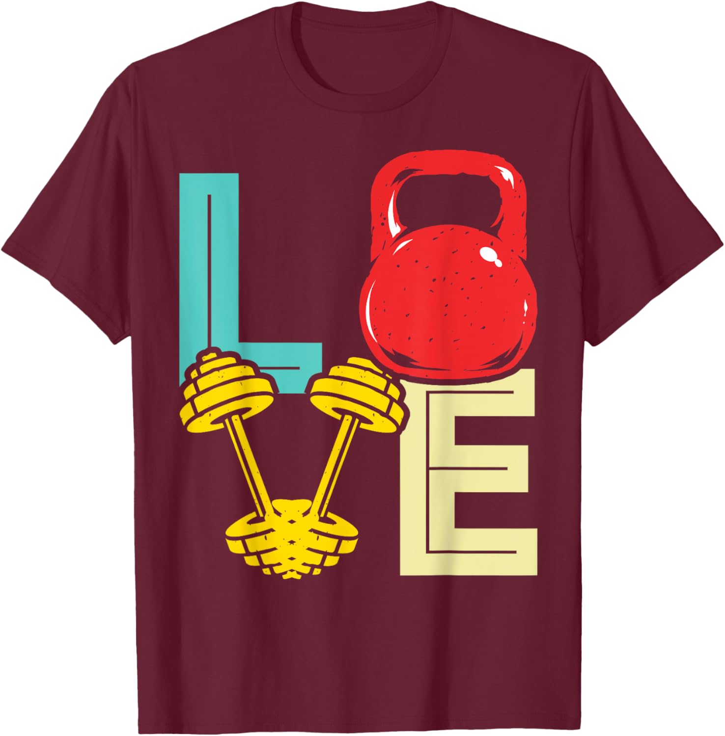 Love Weightlifting Funny Valentine's Day Vintage Fitness Gym T-Shirt - T-Shirt | Maroon