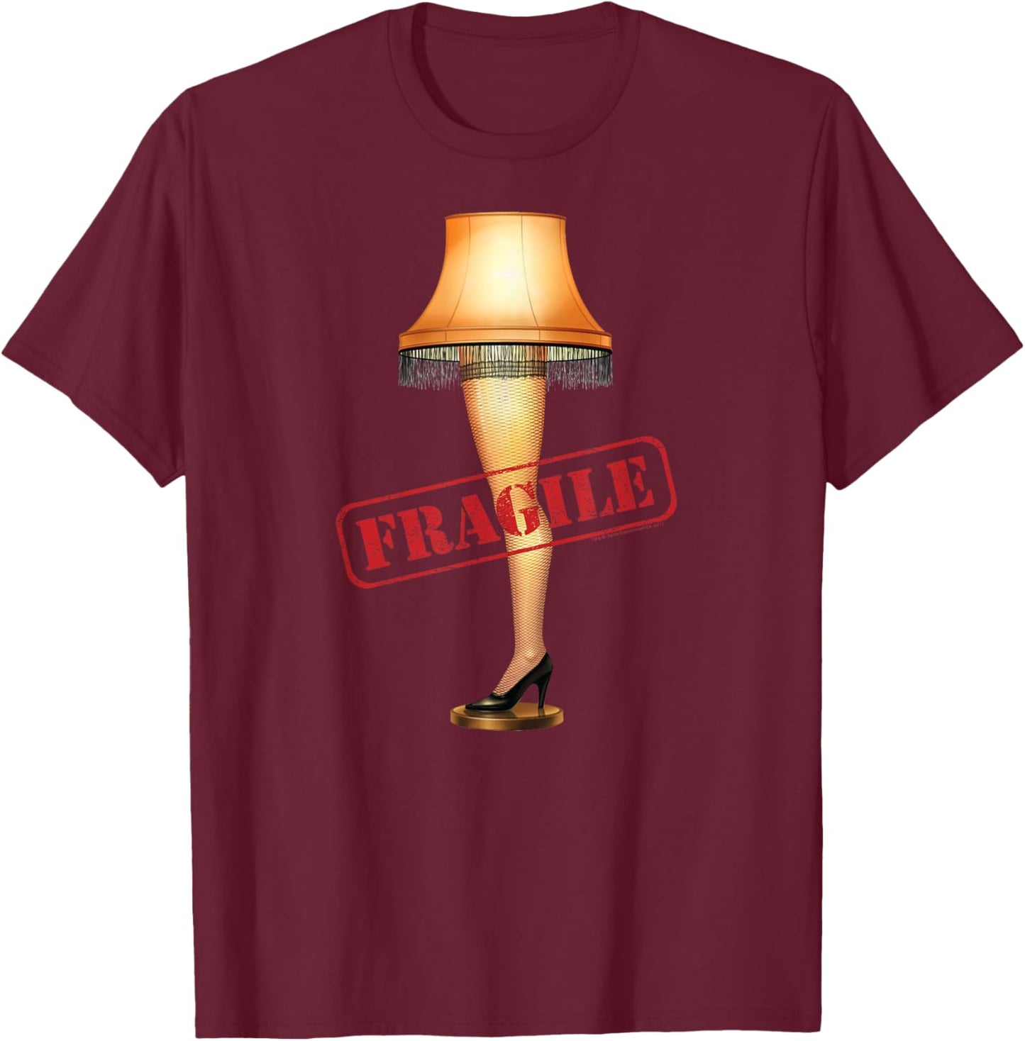 A Christmas Story Fragile Stamp Leg Lamp Funny Holiday T-Shirt - T-Shirt | Maroon