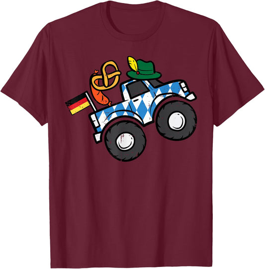 Oktoberfest Monster Truck German Boys Kids Toddler Youth Men T-Shirt - T-Shirt | Maroon