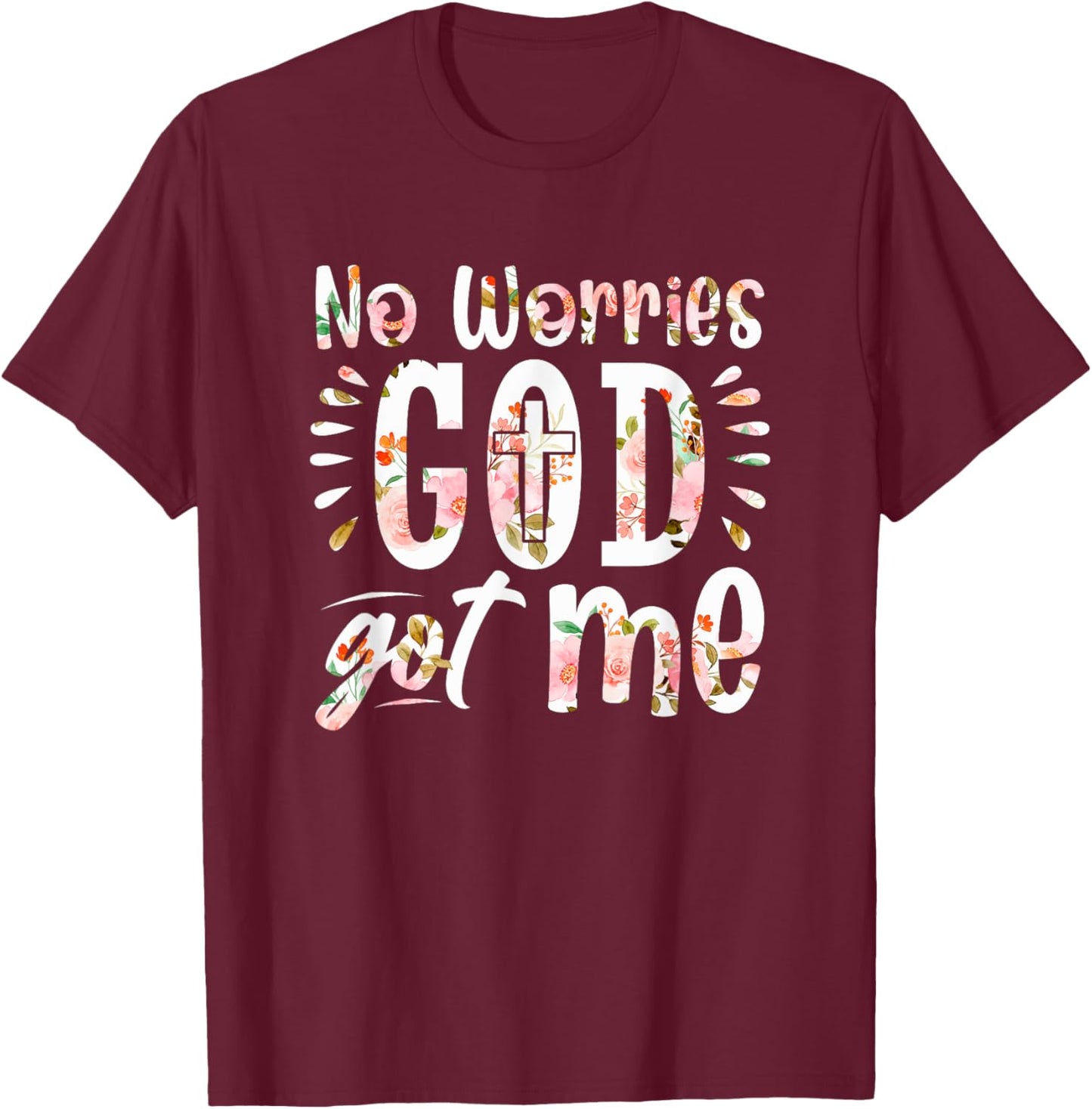 No Worries, God-Got Me African American Christian T-Shirt - T-Shirt | Maroon